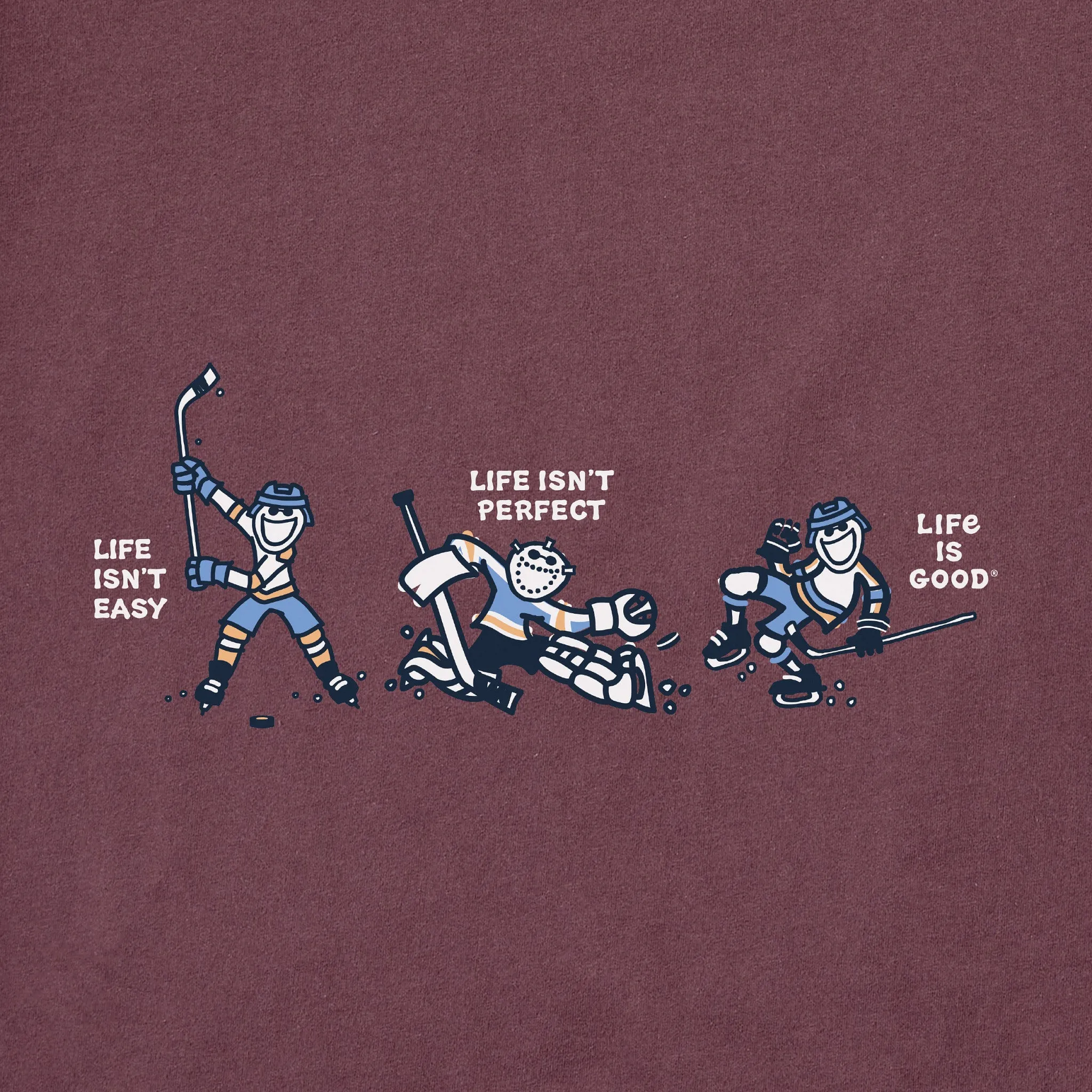 Men's Life Isn't Easy Hockey Long Sleeve Crusher Tee Life is Good