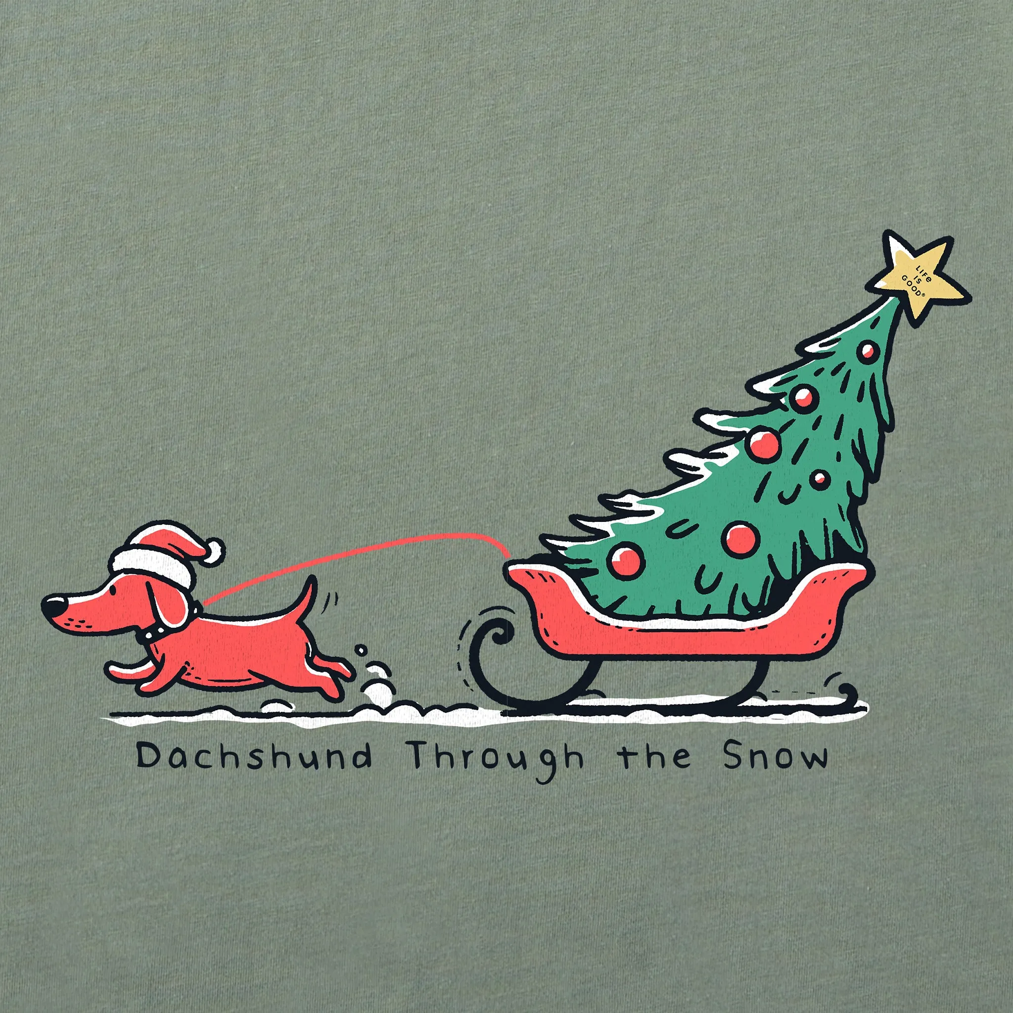 Men's Little Dachshund Through the Snow Long Sleeve Crusher Tee Life is Good