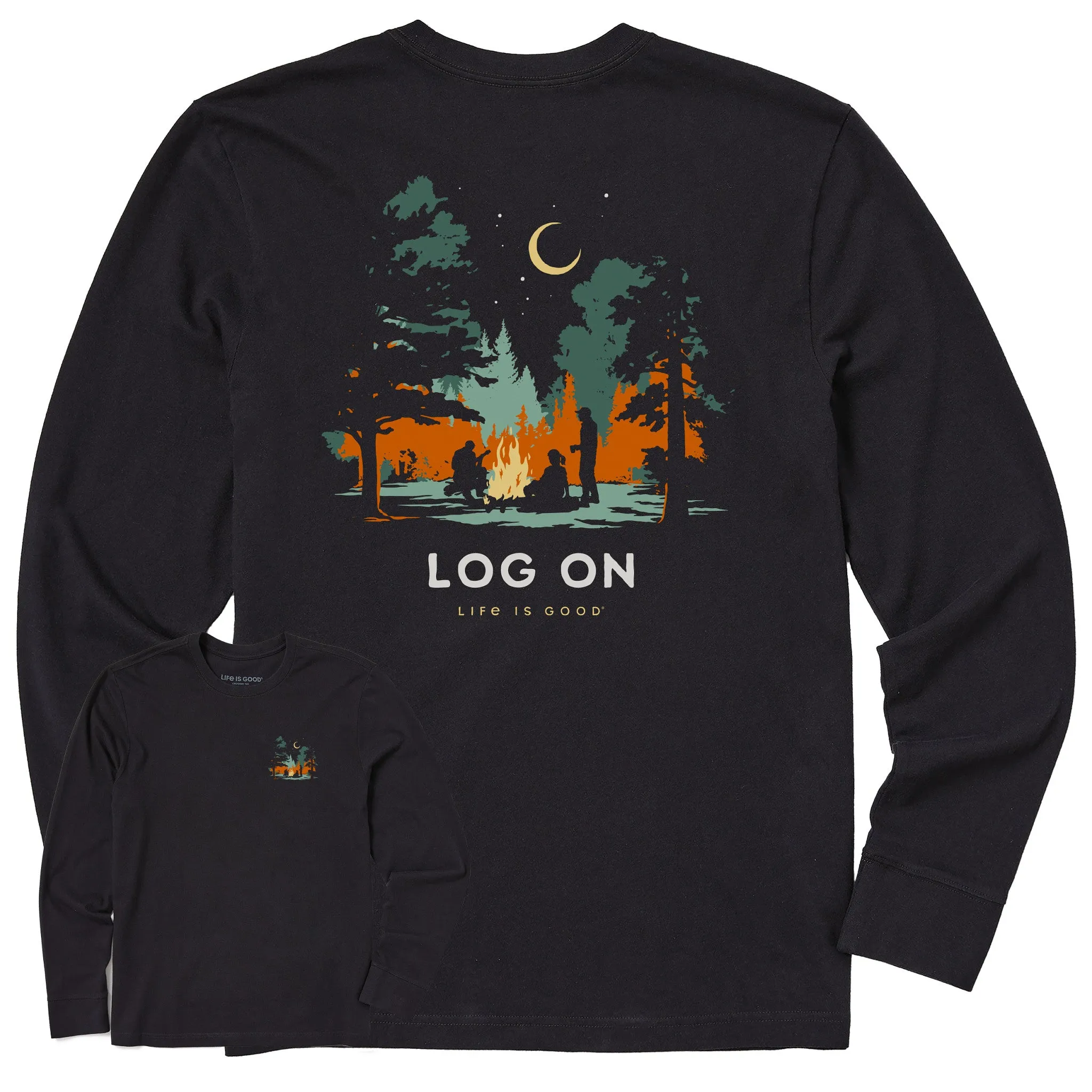 Men's Log On Campfire Long Sleeve Crusher Tee Life is Good
