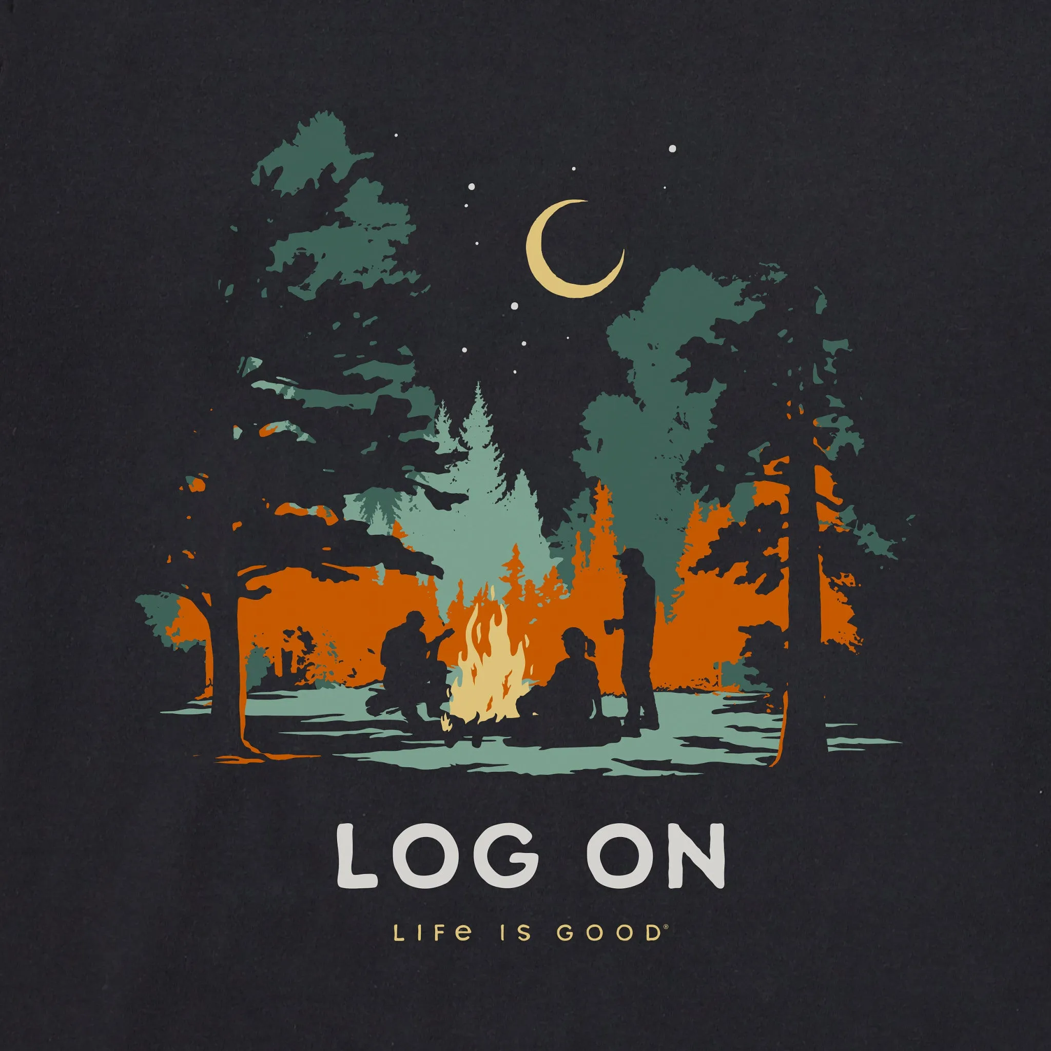 Men's Log On Campfire Long Sleeve Crusher Tee Life is Good