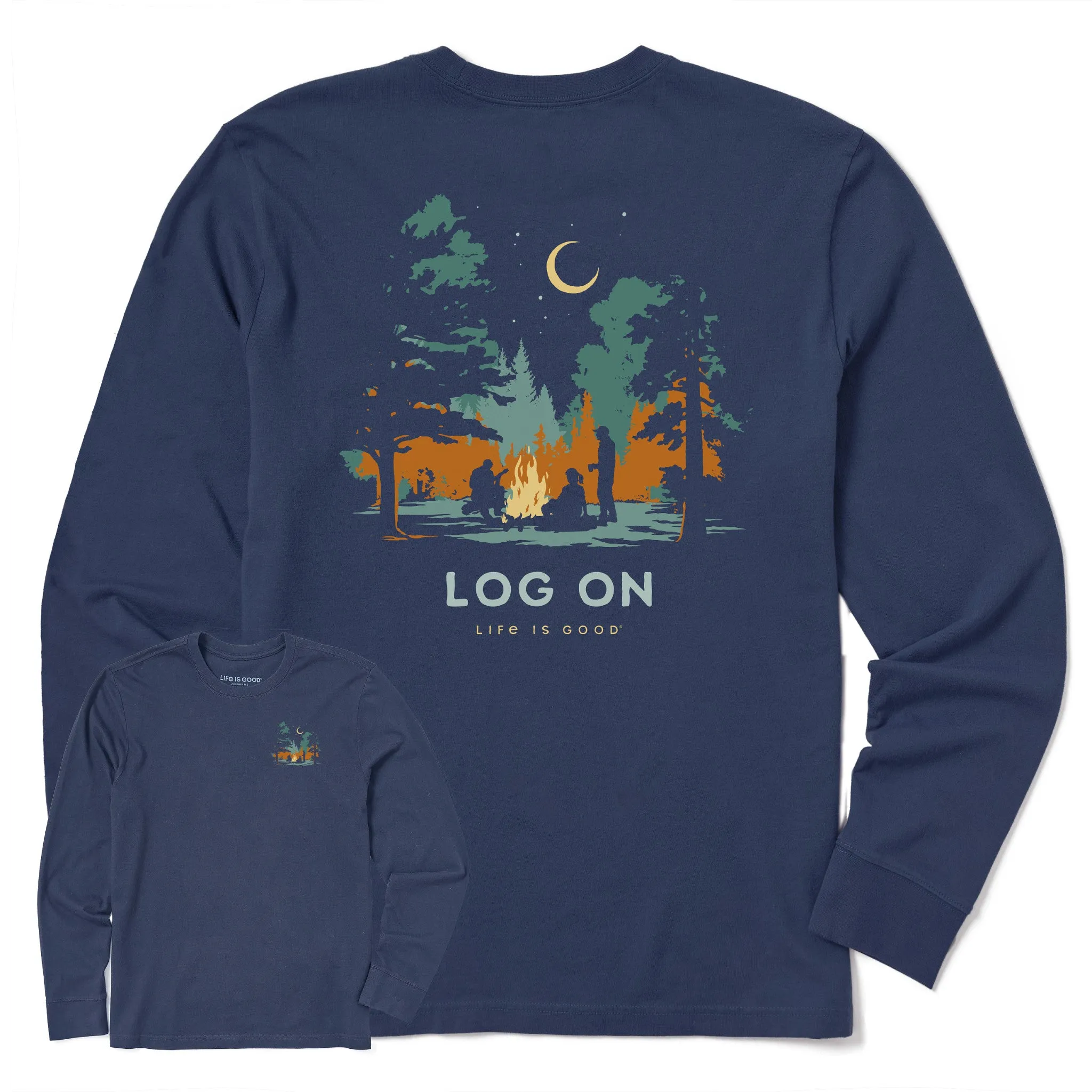 Men's Log On Campfire Long Sleeve Crusher Tee Life is Good