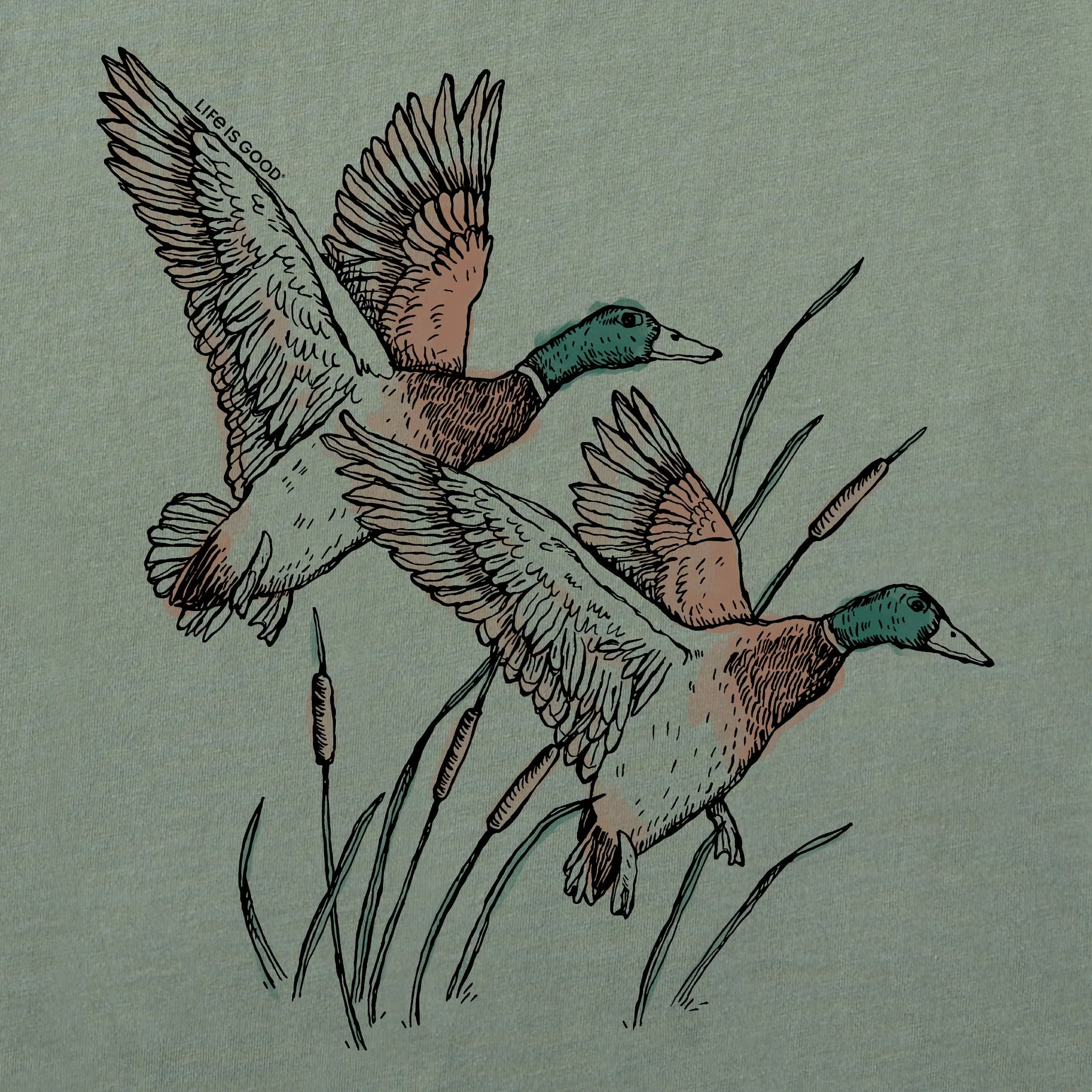 Men's Mallard Ducks Illustration Short Sleeve Tee Life is Good