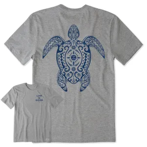 Men's Mandala Turtle Black and White Short Sleeve Crusher Tee Life is Good