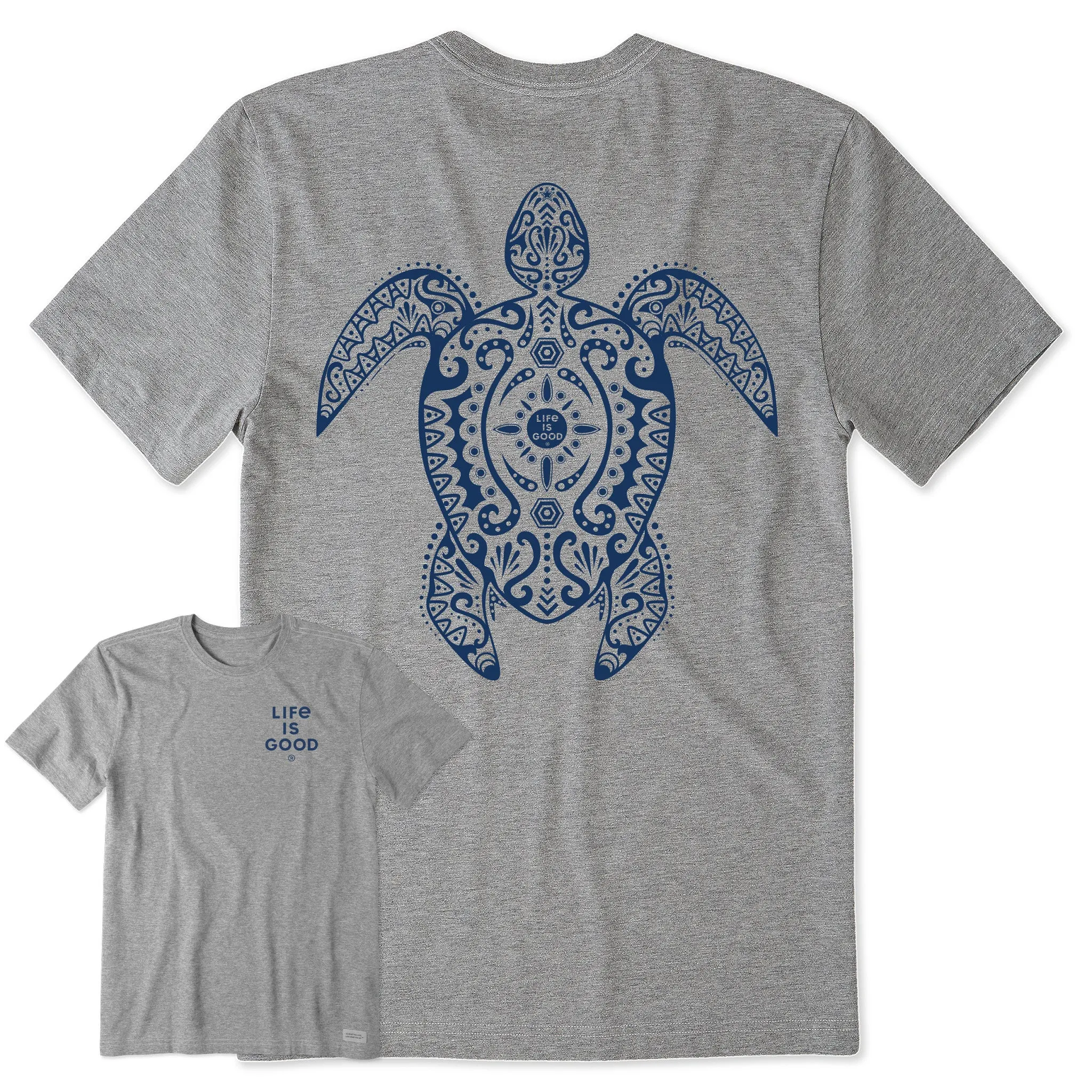 Men's Mandala Turtle Black and White Short Sleeve Crusher Tee Life is Good