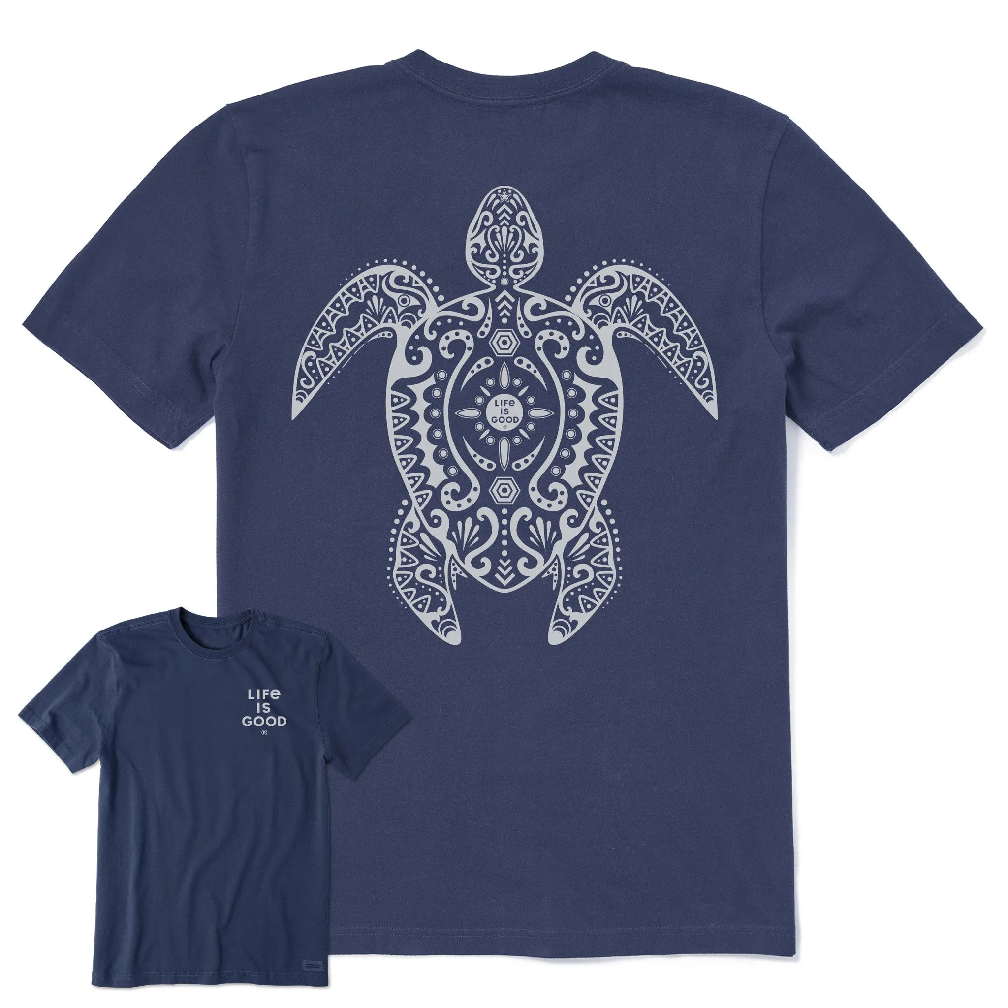 Men's Mandala Turtle Black and White Short Sleeve Crusher Tee Life is Good