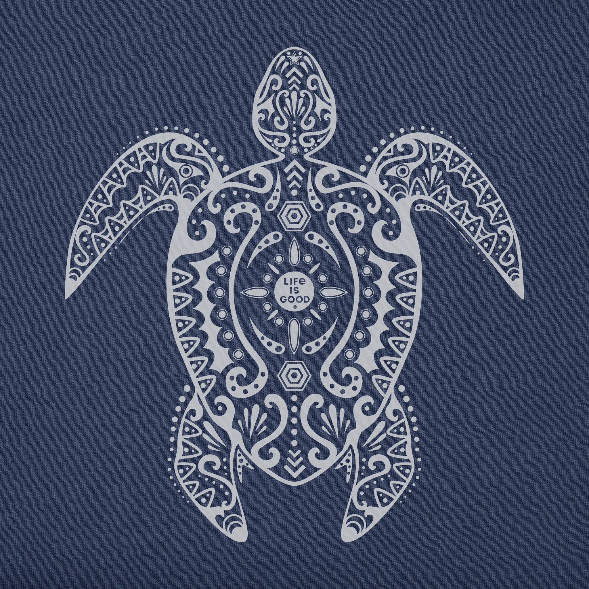 Men's Mandala Turtle Black and White Short Sleeve Crusher Tee Life is Good