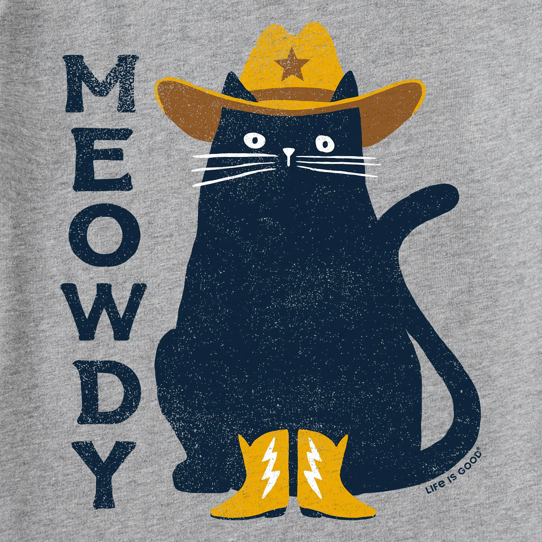Men's Meowdy Cowboy Cat Long Sleeve Crusher Tee Life is Good