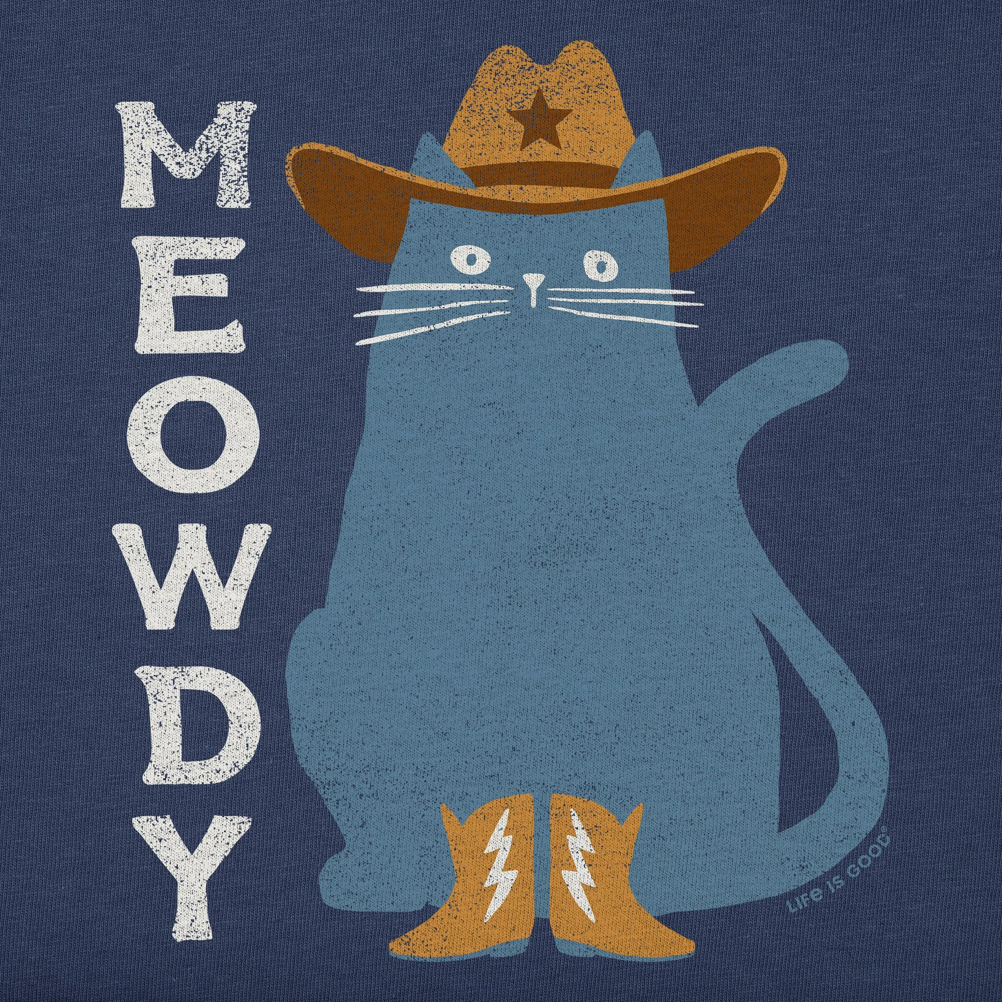 Men's Meowdy Cowboy Cat Long Sleeve Crusher Tee Life is Good