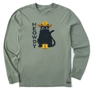Men's Meowdy Cowboy Cat Long Sleeve Crusher Tee Life is Good