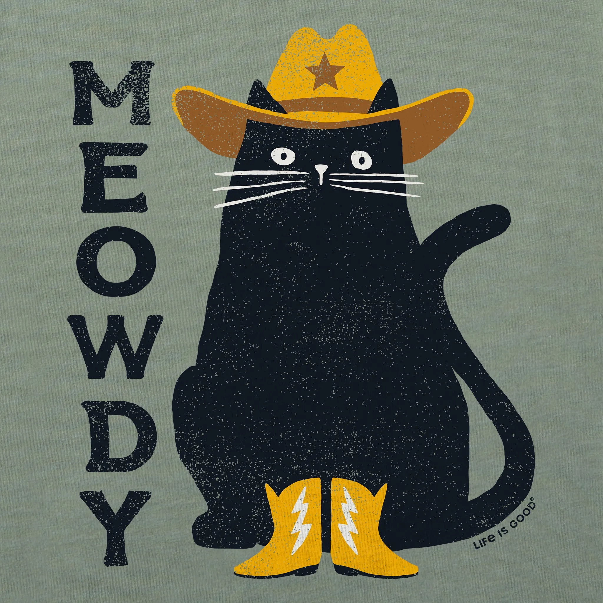 Men's Meowdy Cowboy Cat Long Sleeve Crusher Tee Life is Good