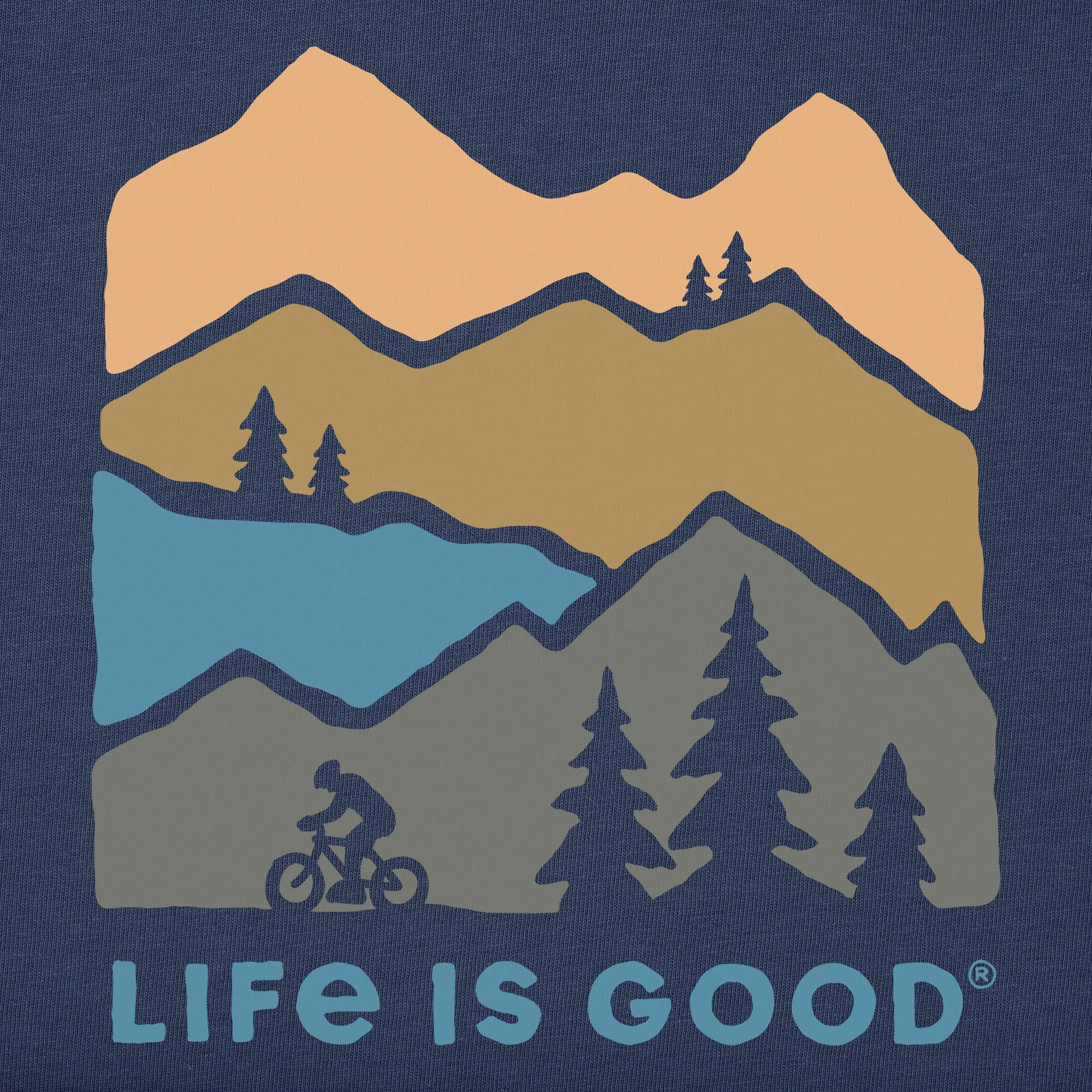 Men's Mountain Bike Landscape Silhouette Short Sleeve Crusher-LITE Tee Life is Good