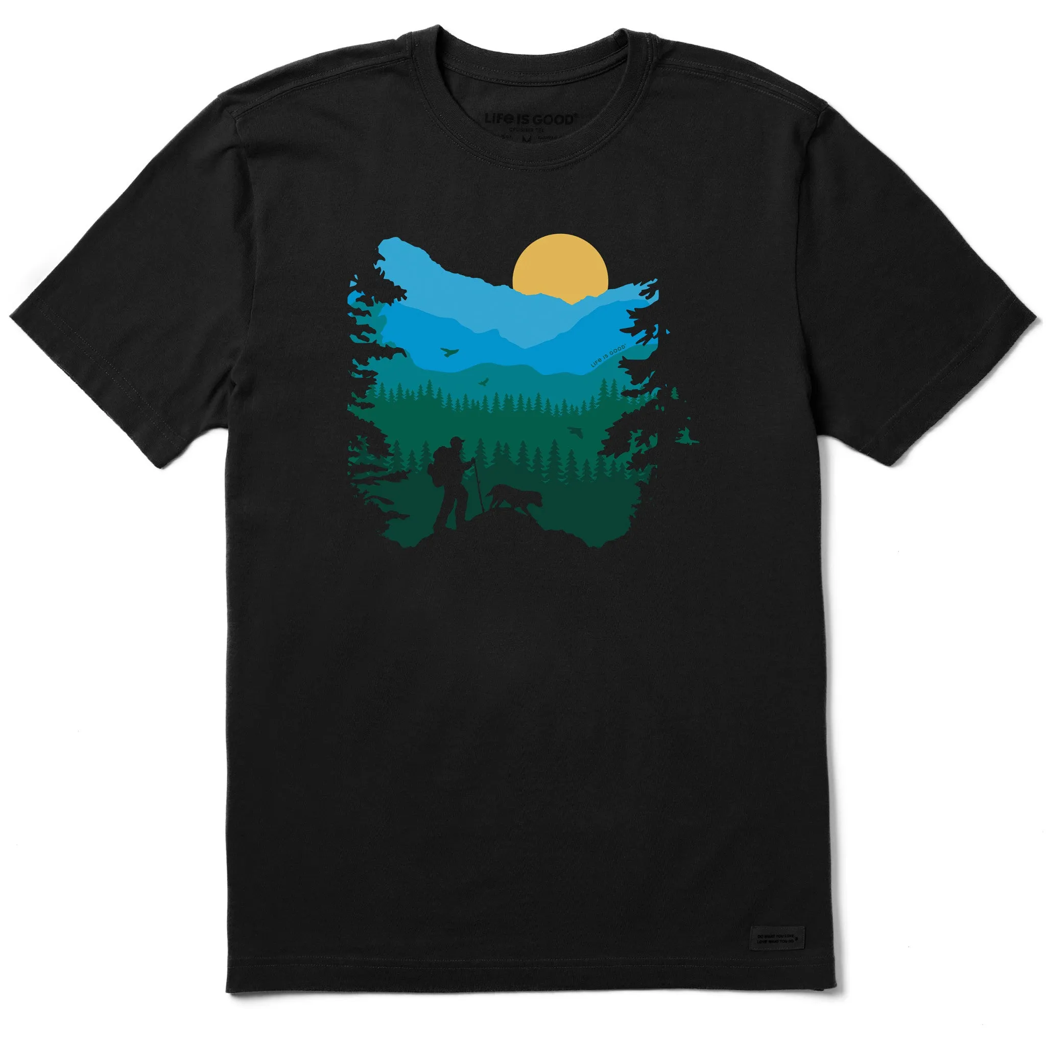 Men's Mountain Hiker with Dog Short Sleeve Tee Life is Good