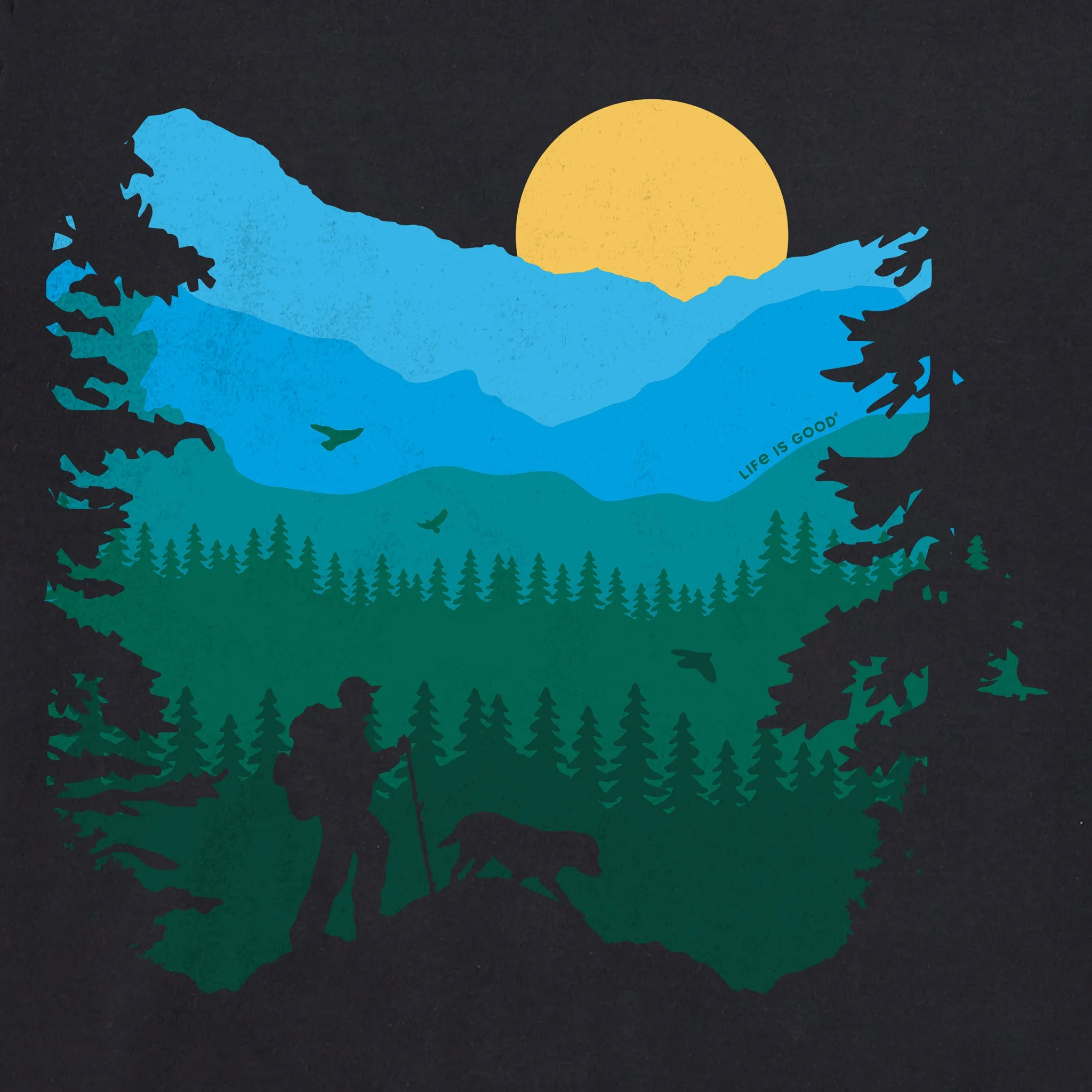 Men's Mountain Hiker with Dog Short Sleeve Tee Life is Good