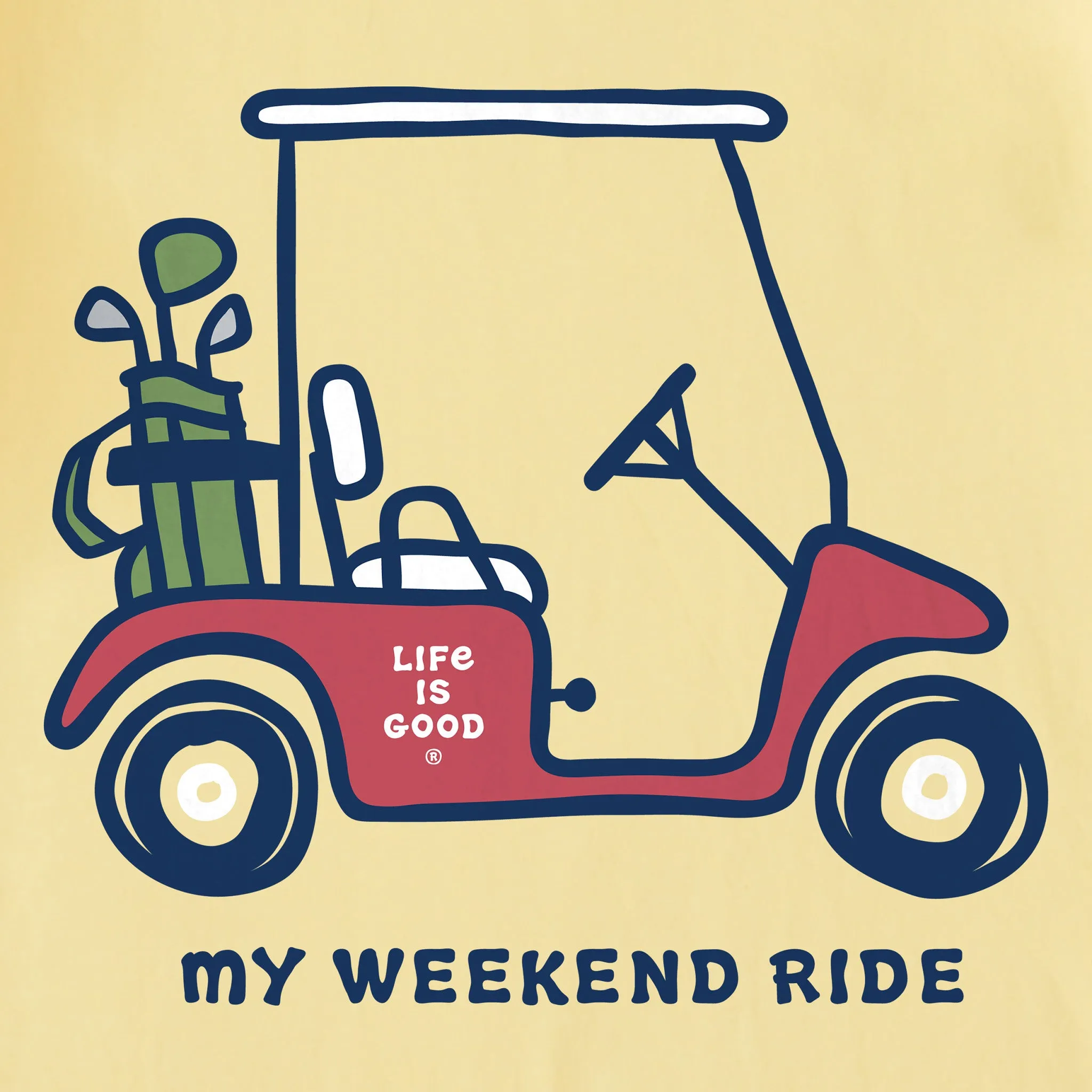 Men's My Weekend Ride Golf Cart Short Sleeve Crusher Tee Life is Good