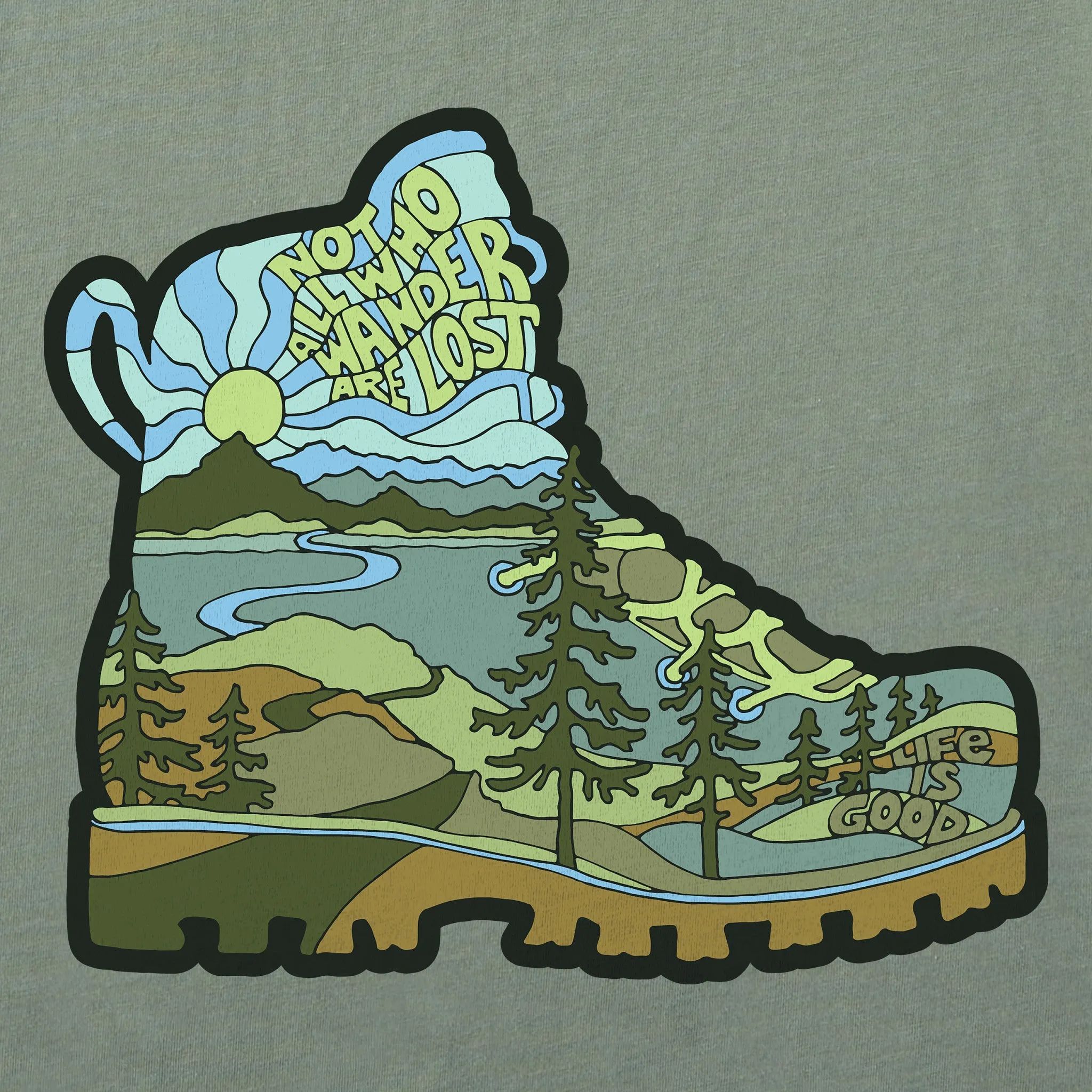Men's Not All Who Wander Are Lost Boot Short Sleeve Crusher Tee Life is Good