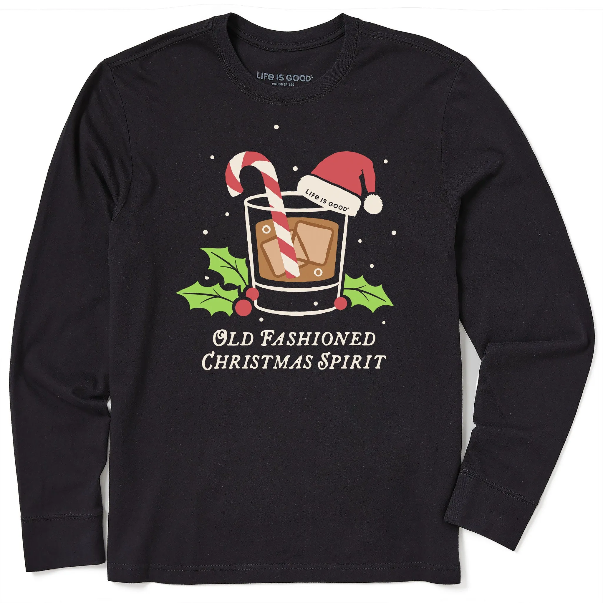 Men's Old Fashioned Christmas Spirit Long Sleeve Crusher Tee Life is Good