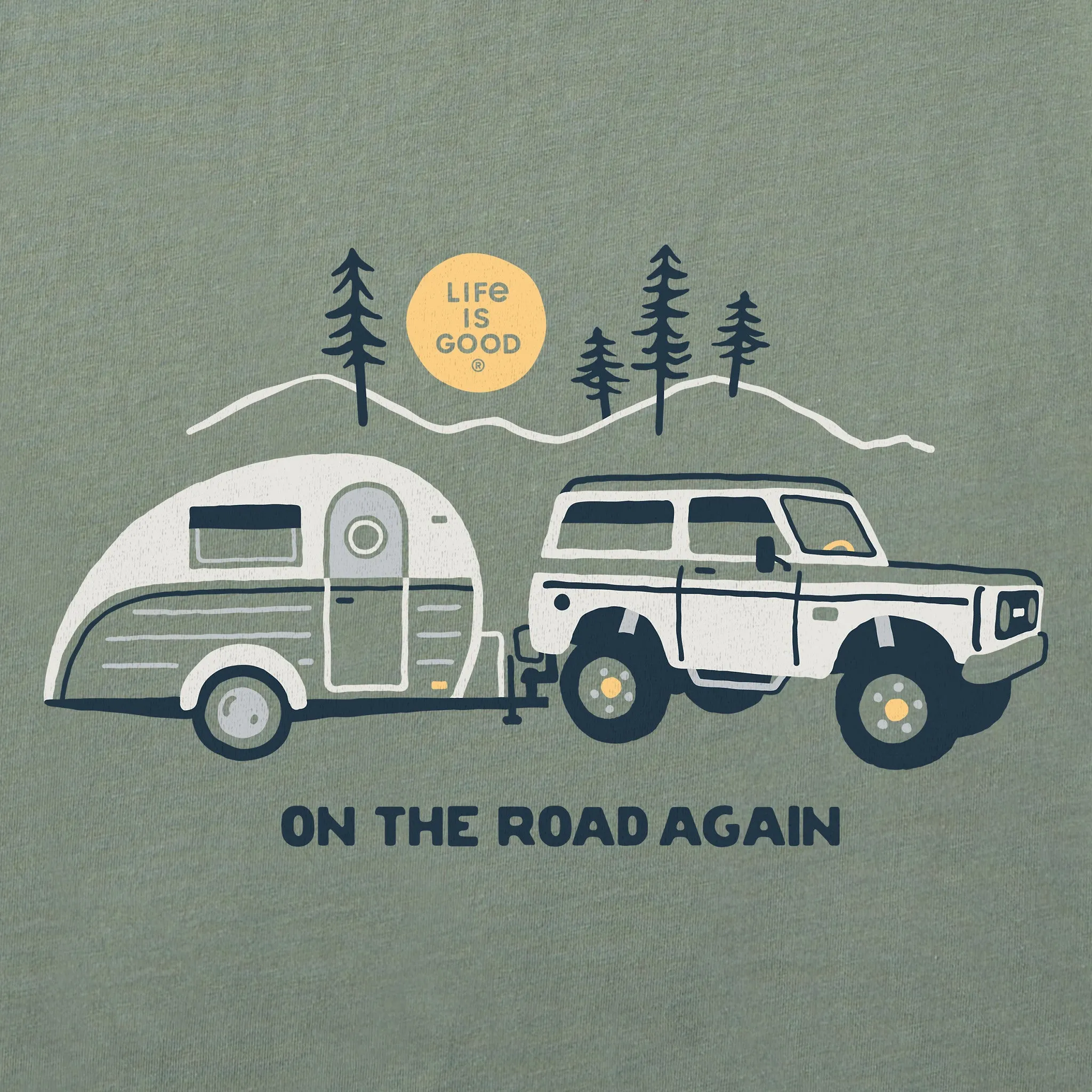 Men's On the Road Again Camper Short Sleeve Crusher Tee Life is Good