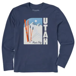 Men's Park City Utah Skis Long Sleeve Crusher Tee Life is Good