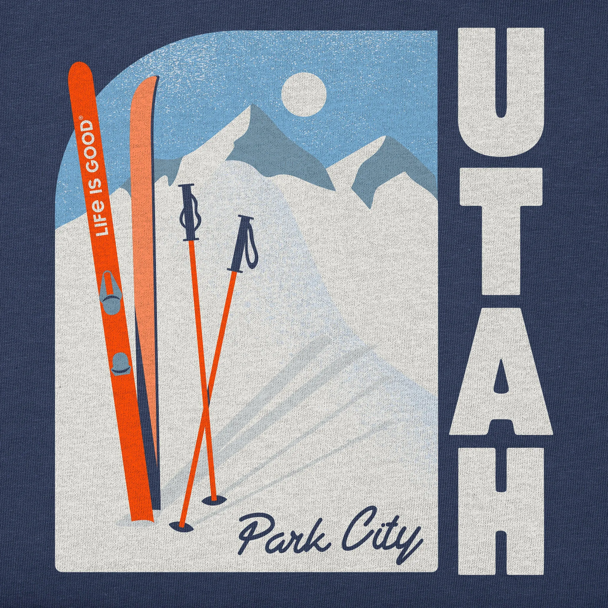 Men's Park City Utah Skis Long Sleeve Crusher Tee Life is Good