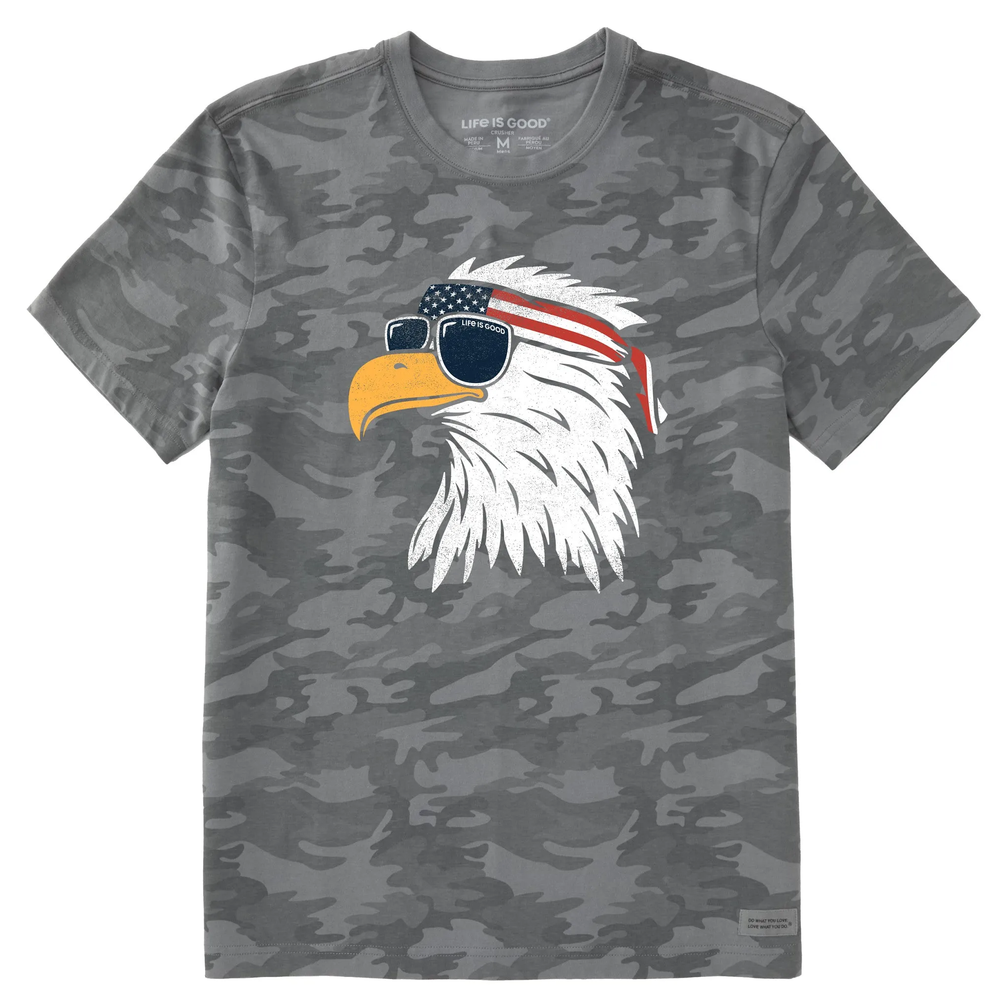 Men's Patriotic Eagle Short Sleeve Allover Printed Crusher Tee Life is Good