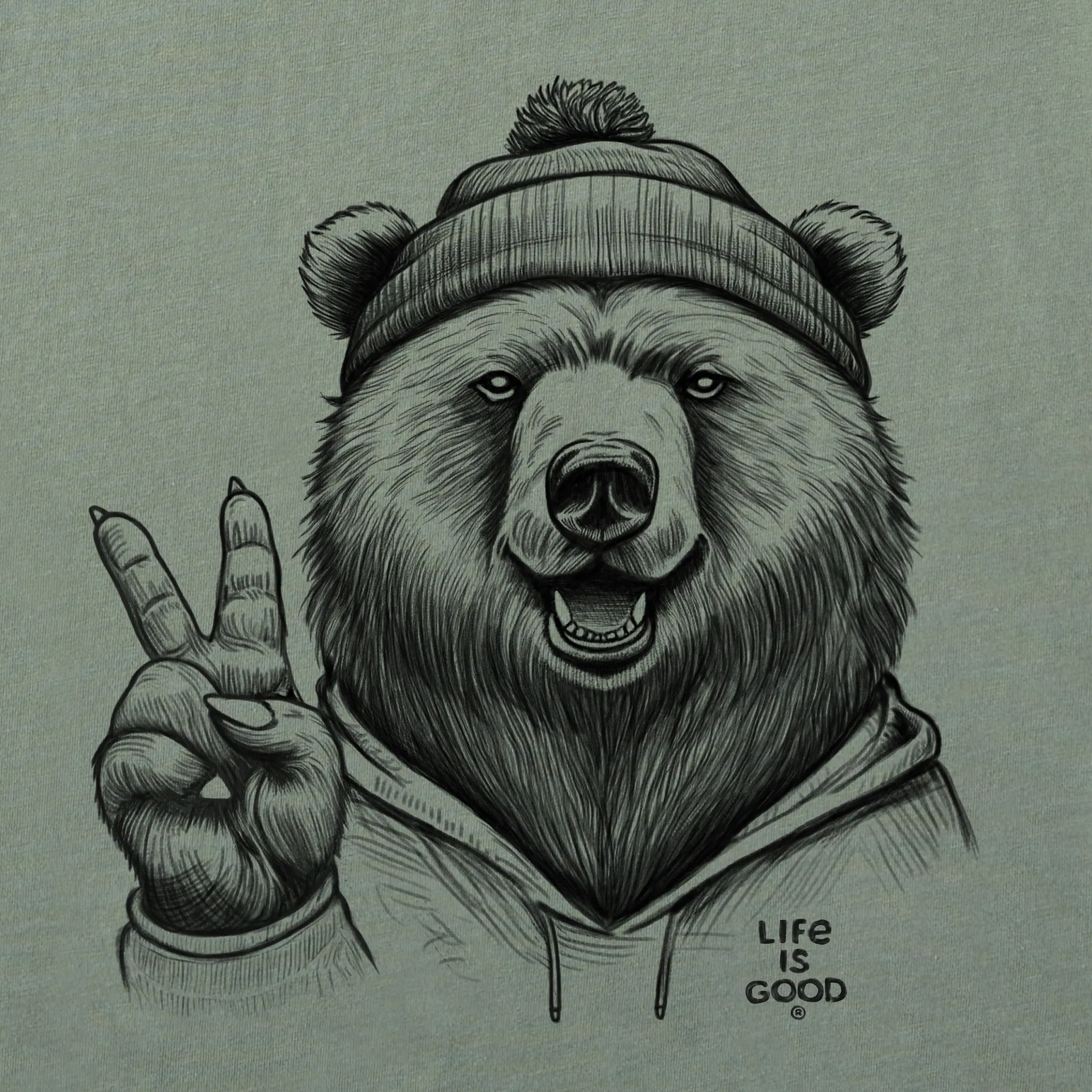 Men's Peaceful Grizzly Short Sleeve Tee Life is Good