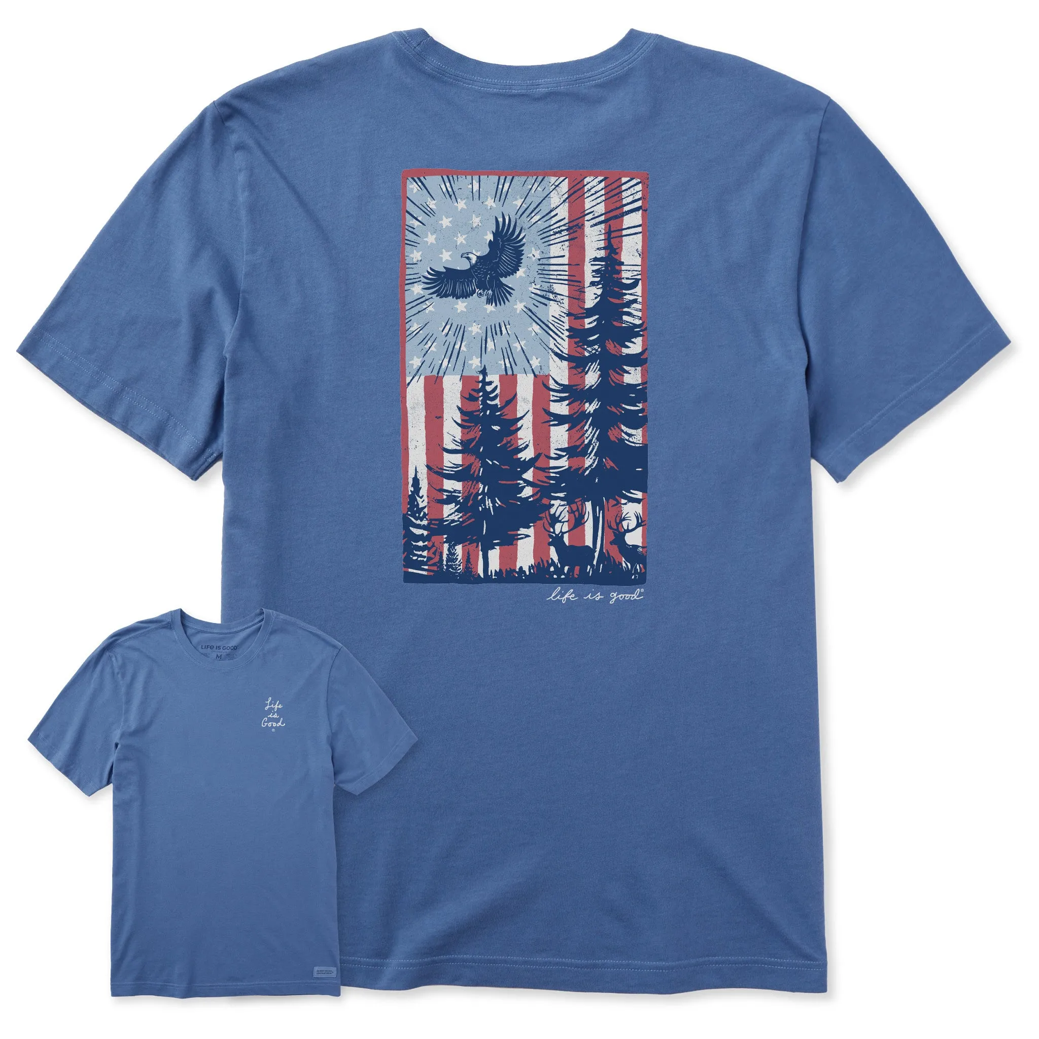 Men's Pine Tree Flag Short Sleeve Tee Life is Good