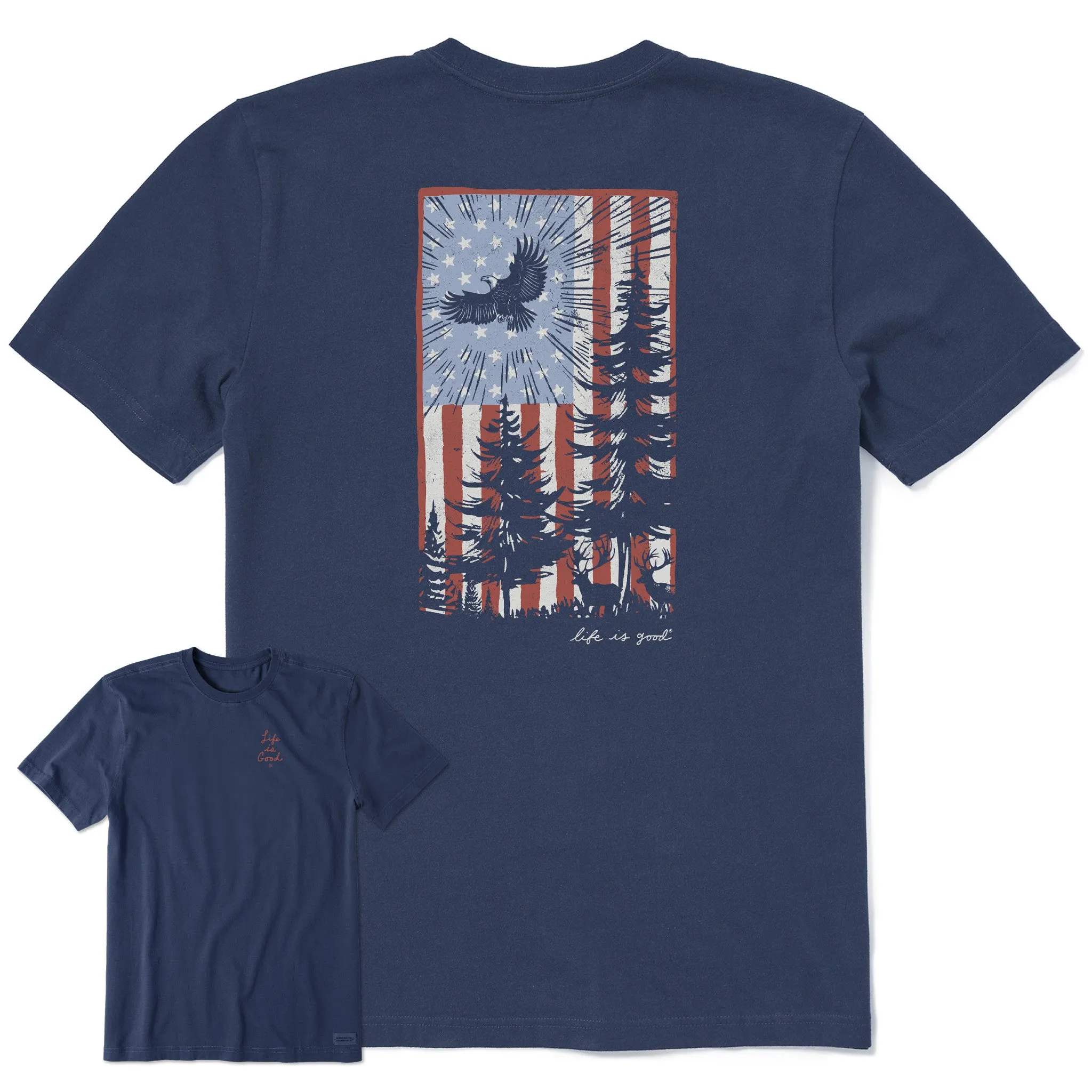 Men's Pine Tree Flag Short Sleeve Tee Life is Good