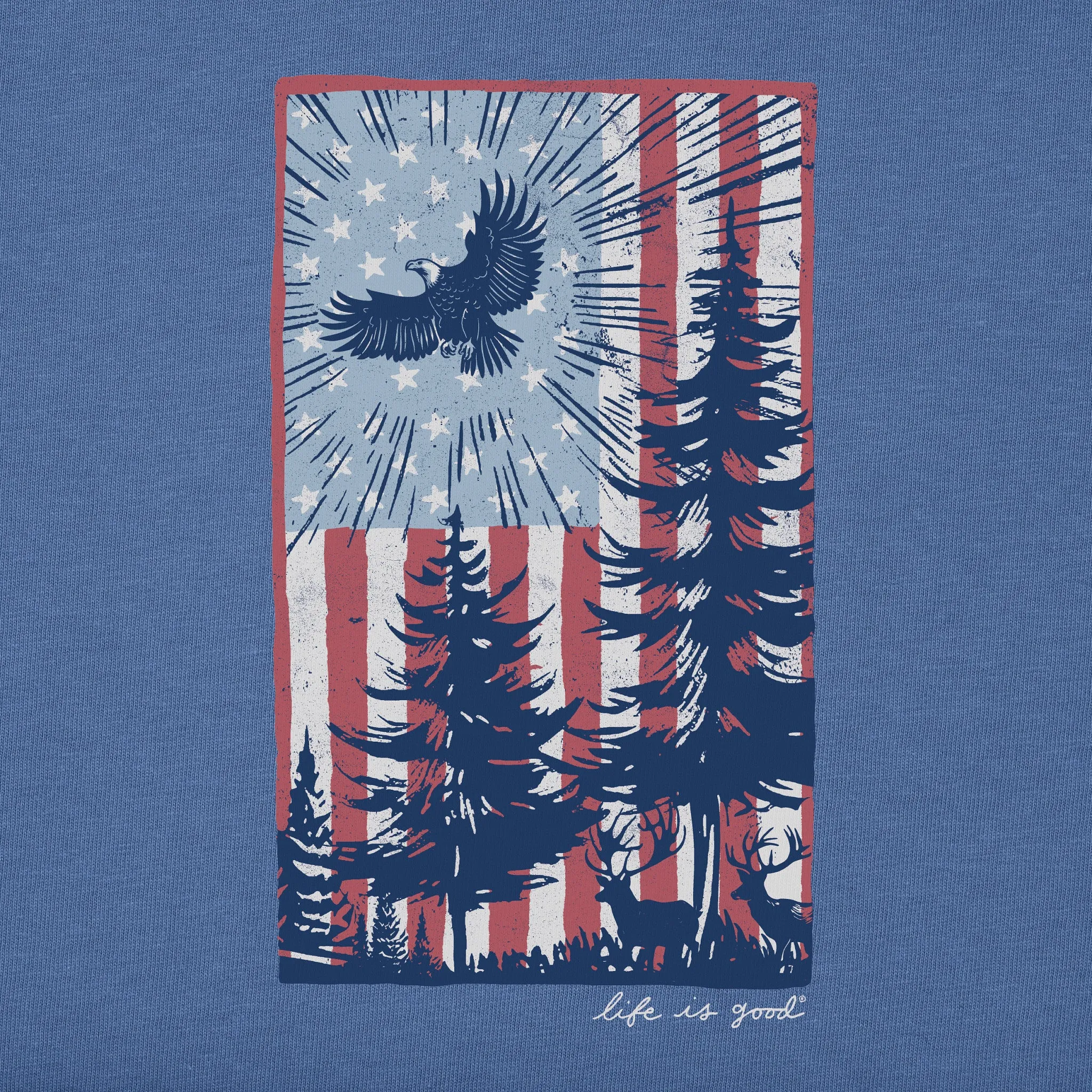 Men's Pine Tree Flag Short Sleeve Tee Life is Good