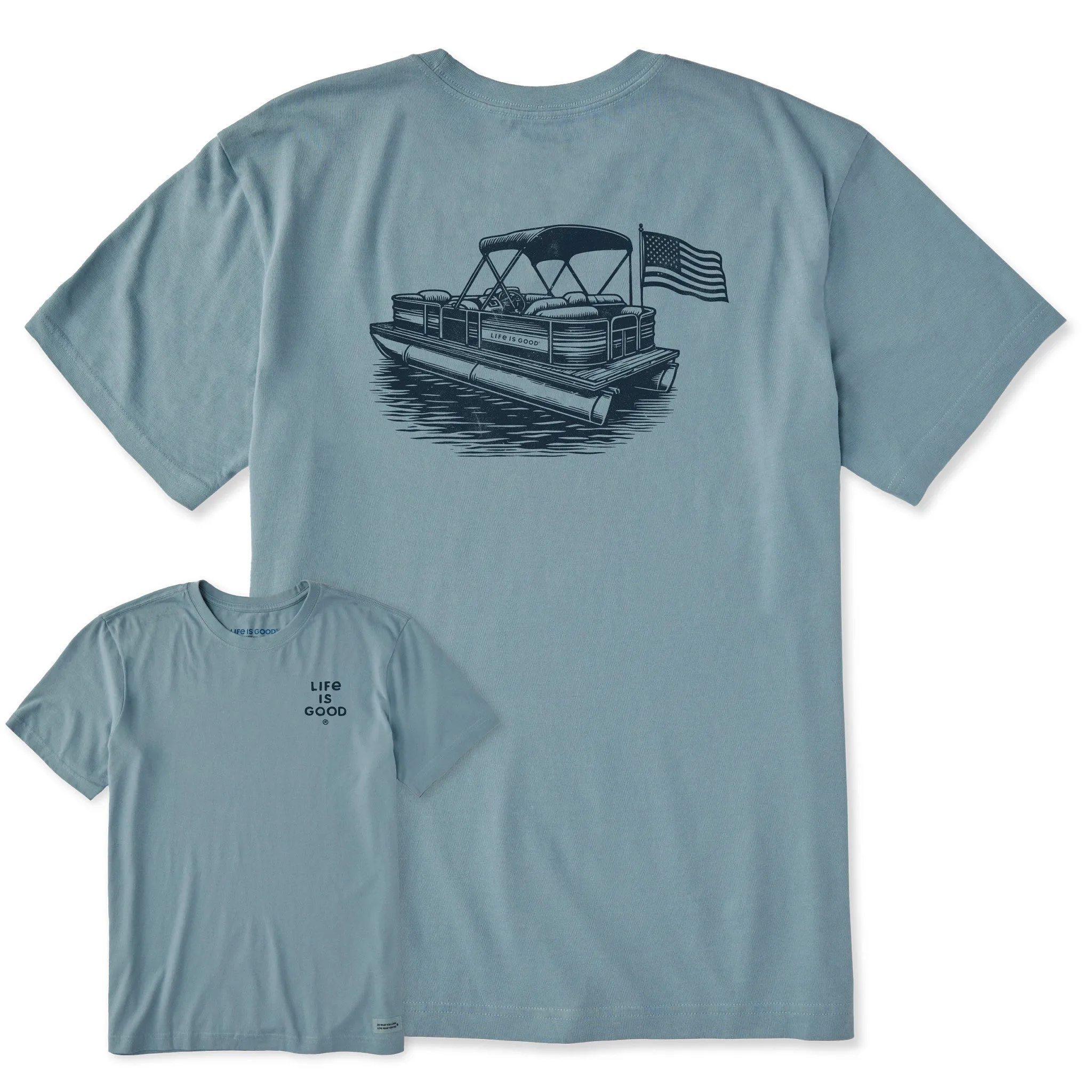 Men's Pontoon Boat Short Sleeve Tee Life is Good