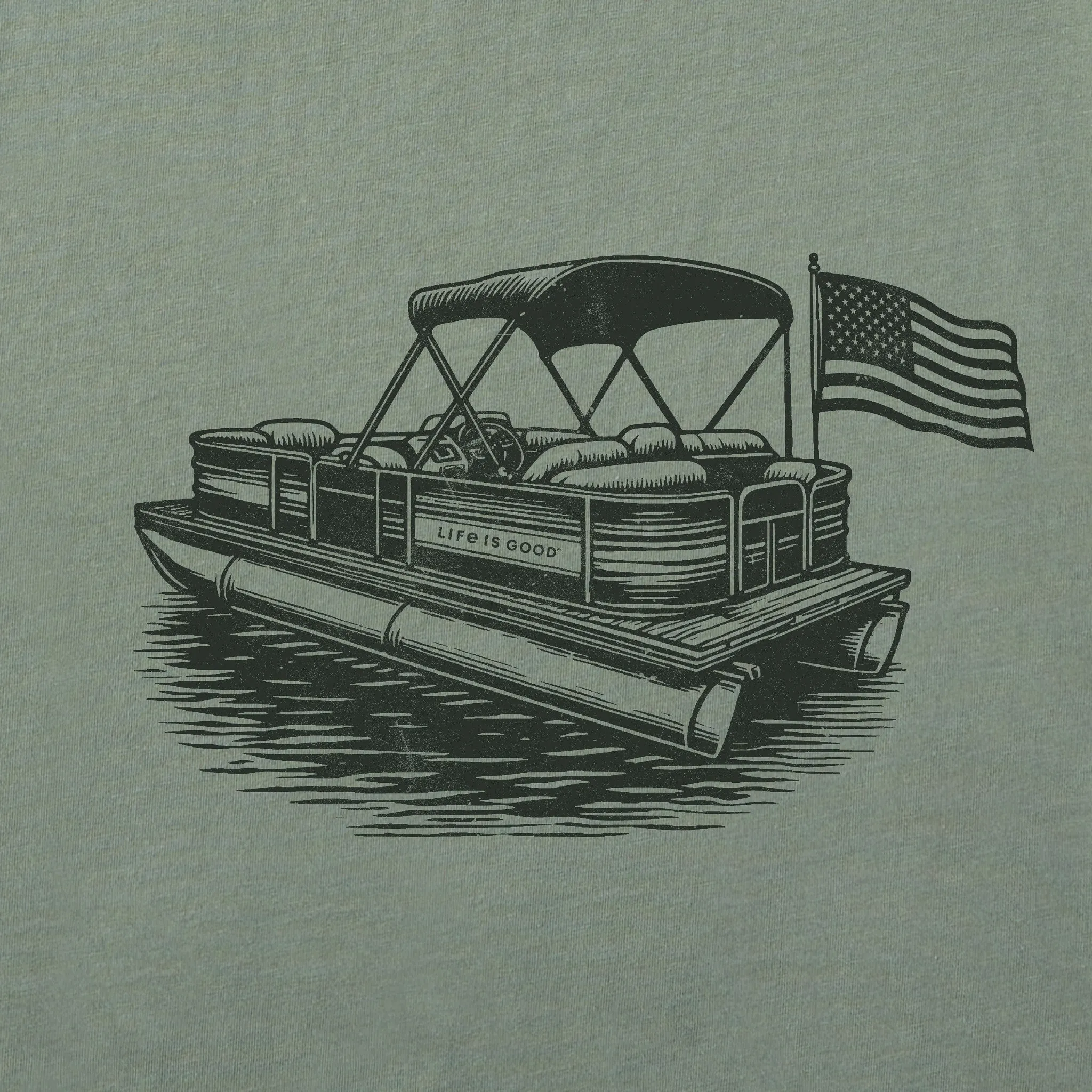 Men's Pontoon Boat Short Sleeve Tee Life is Good