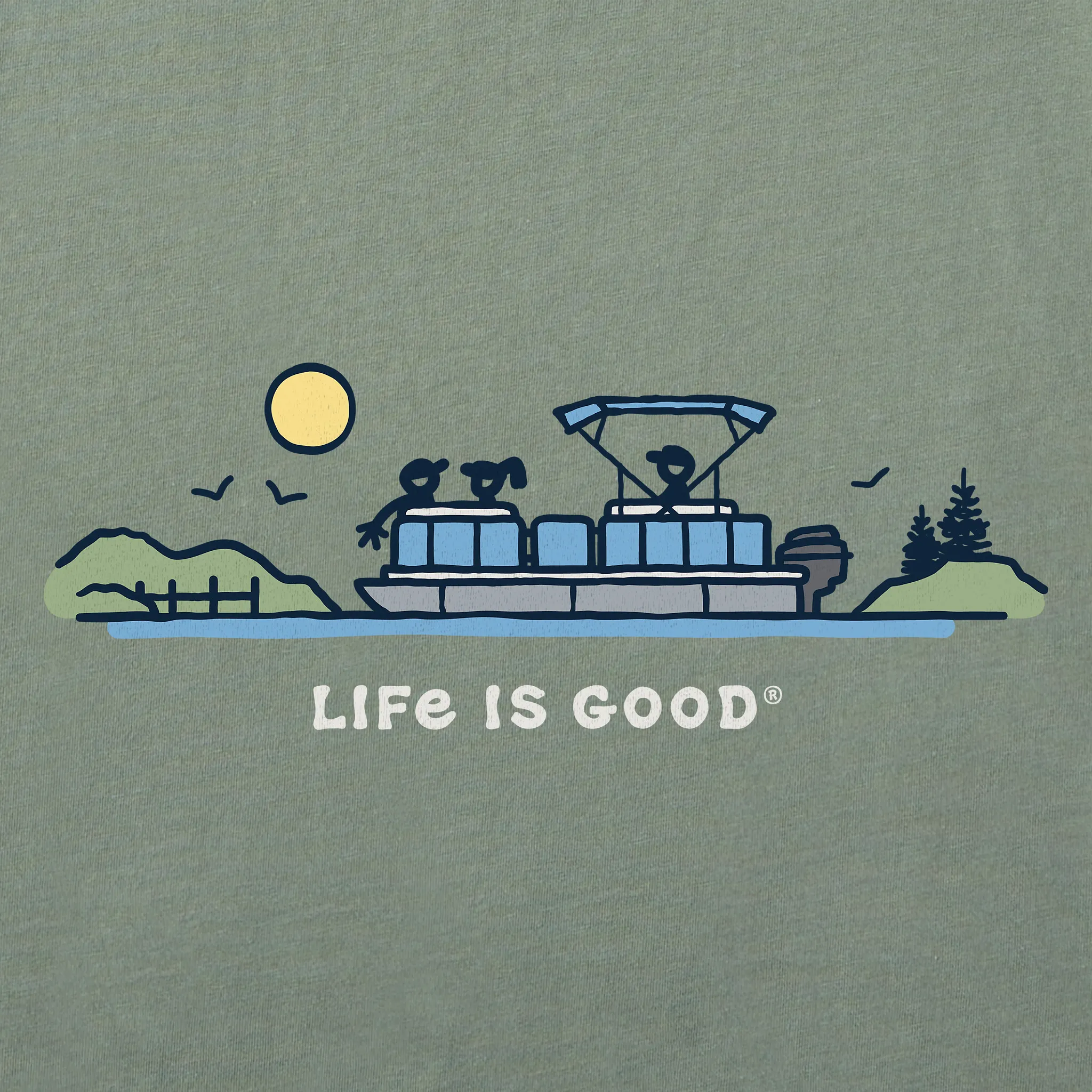 Men's Pontoon Boat Vista Short Sleeve Crusher Tee Life is Good