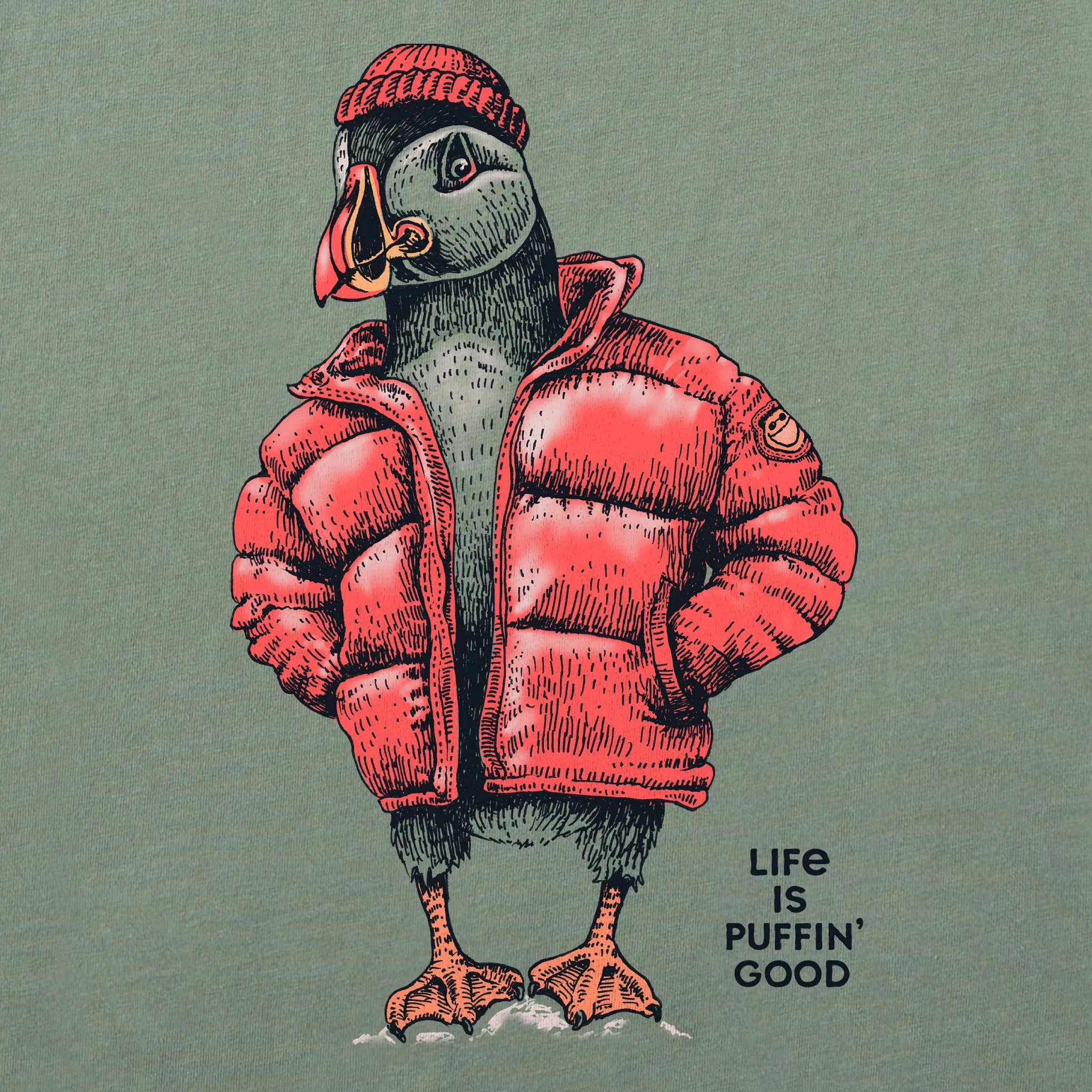 Men's Puffin Good Long Sleeve Crusher Tee Life is Good