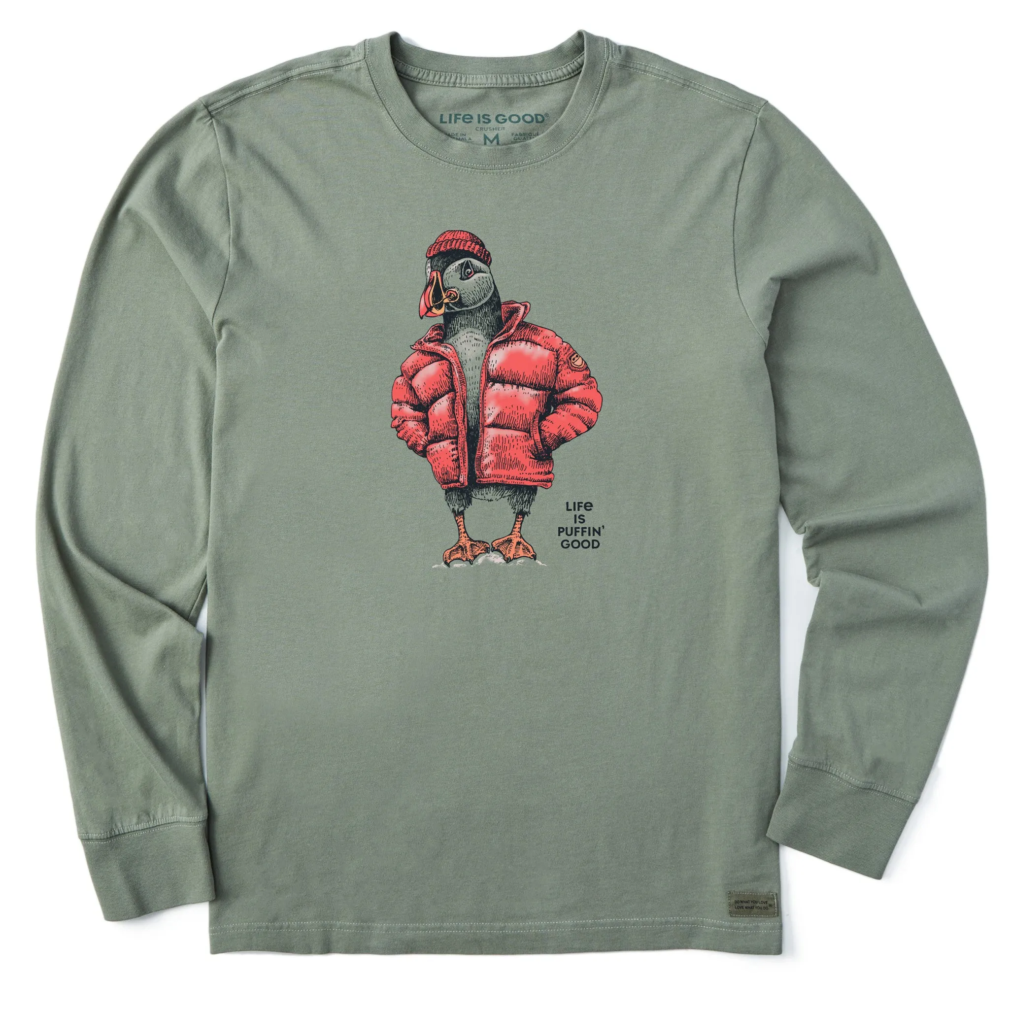 Men's Puffin Good Long Sleeve Crusher Tee Life is Good