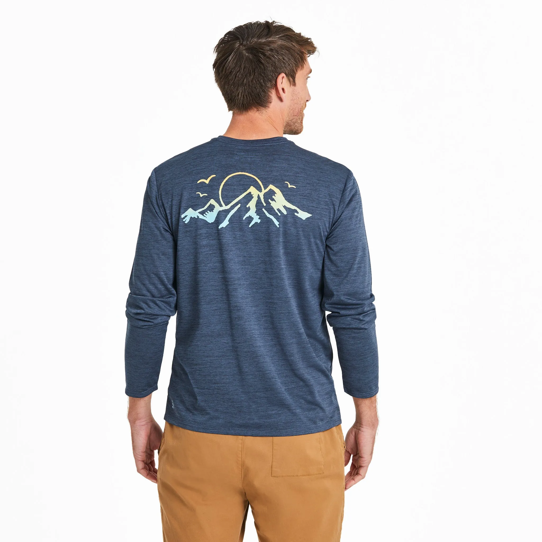 Men's Retro Mountain Range Long Sleeve Sun Crusher Tee Life is Good