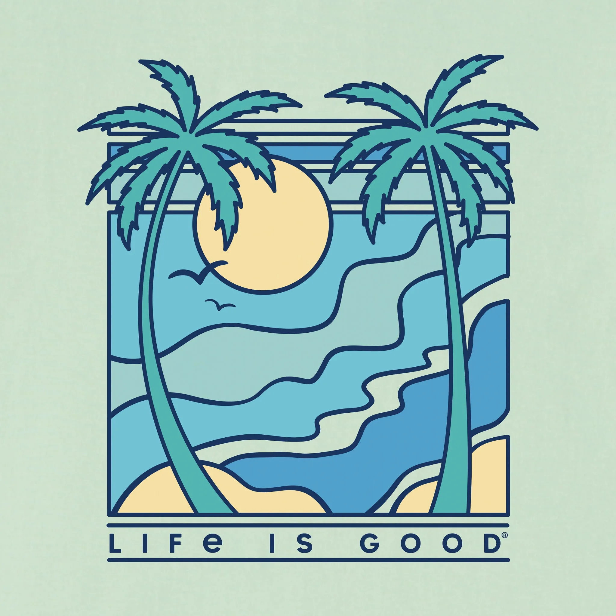 Men's Retro Palms Scene Long Sleeve Crusher Tee Life is Good