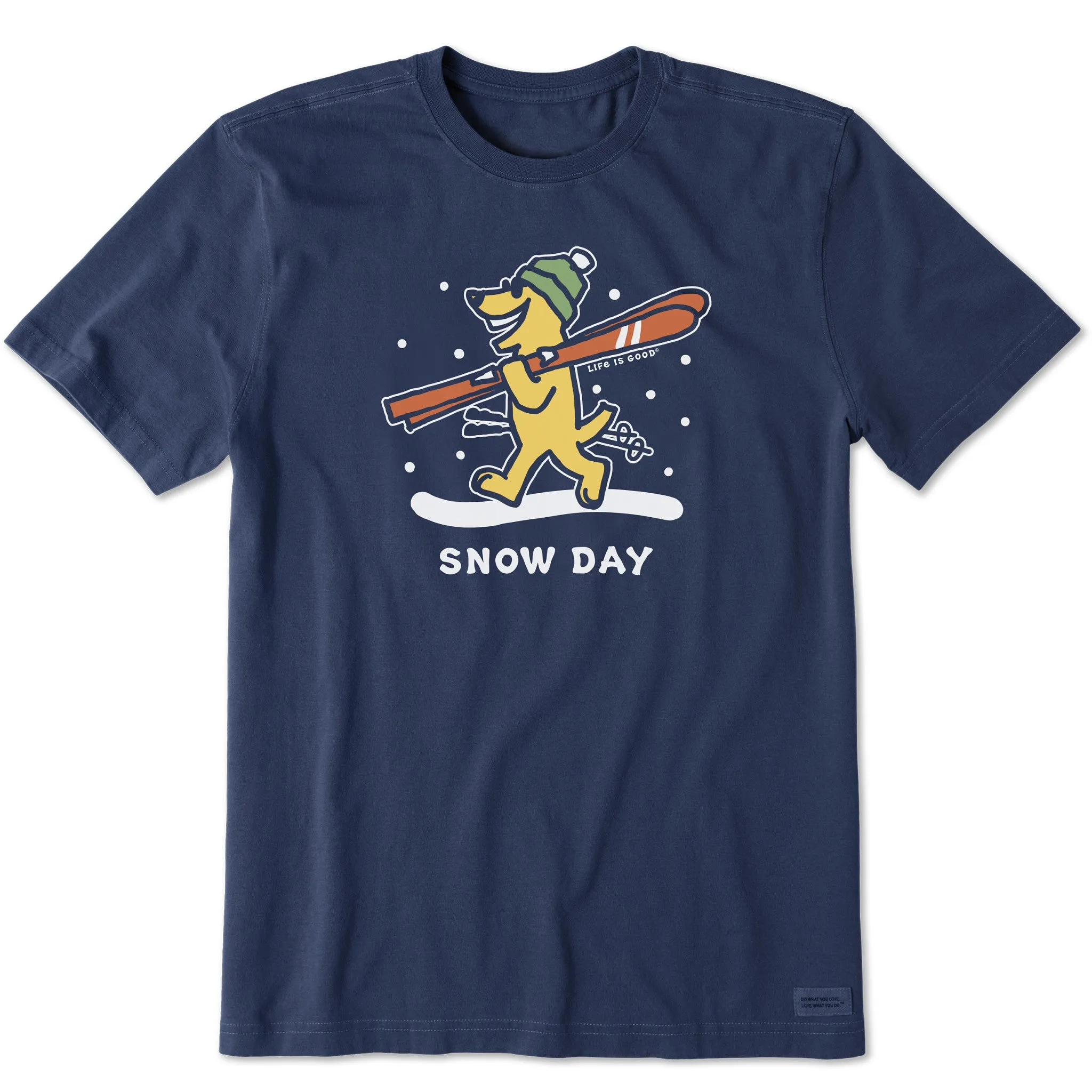 Men's Rocket Ski Snow Day Short Sleeve Crusher Tee Life is Good