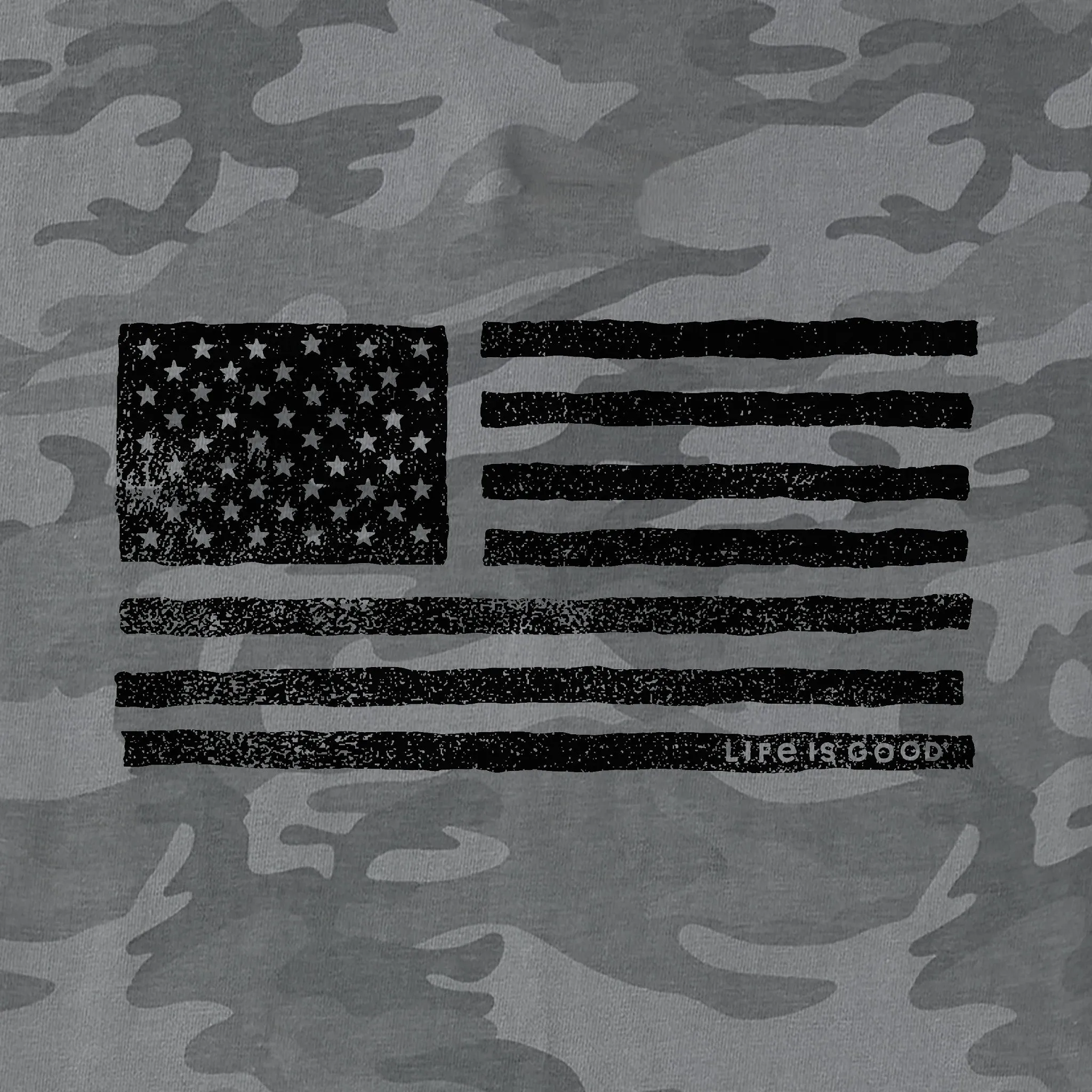 Men's Rustic American Flag Short Sleeve Allover Printed Crusher Tee Life is Good