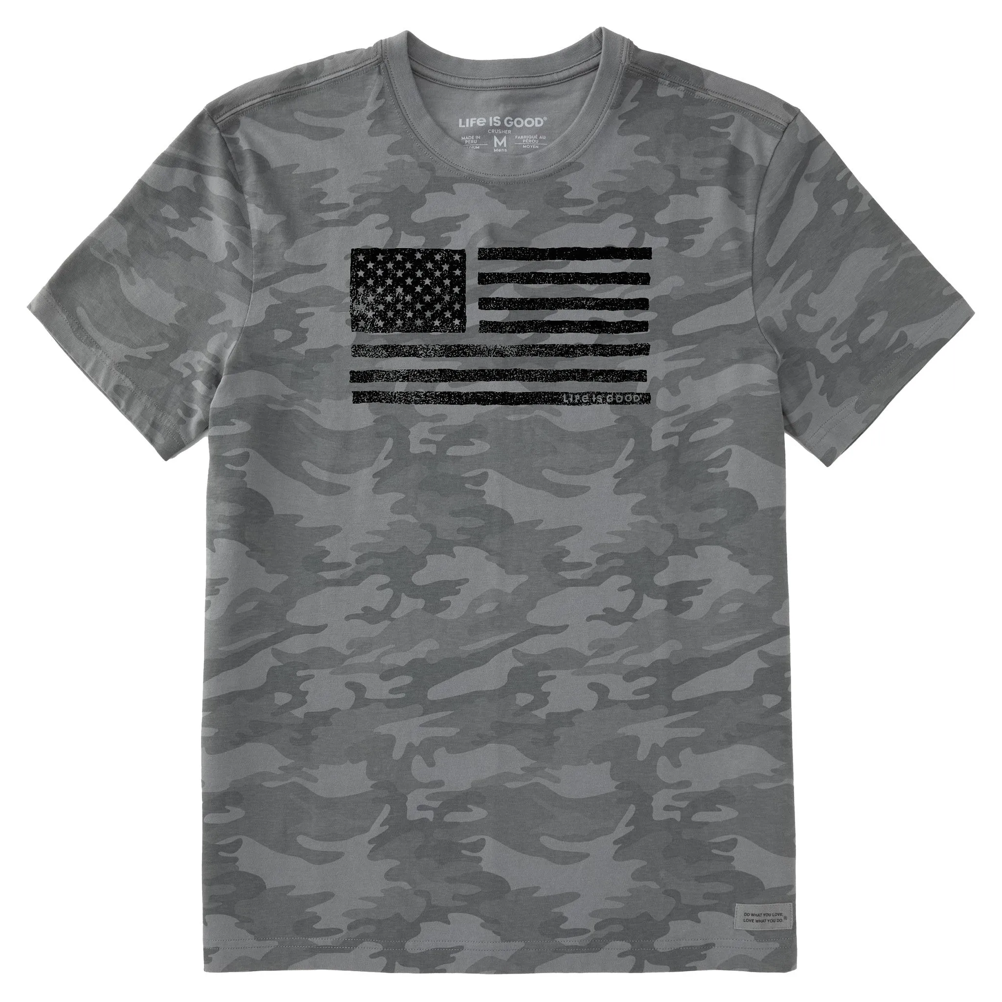 Men's Rustic American Flag Short Sleeve Allover Printed Crusher Tee Life is Good