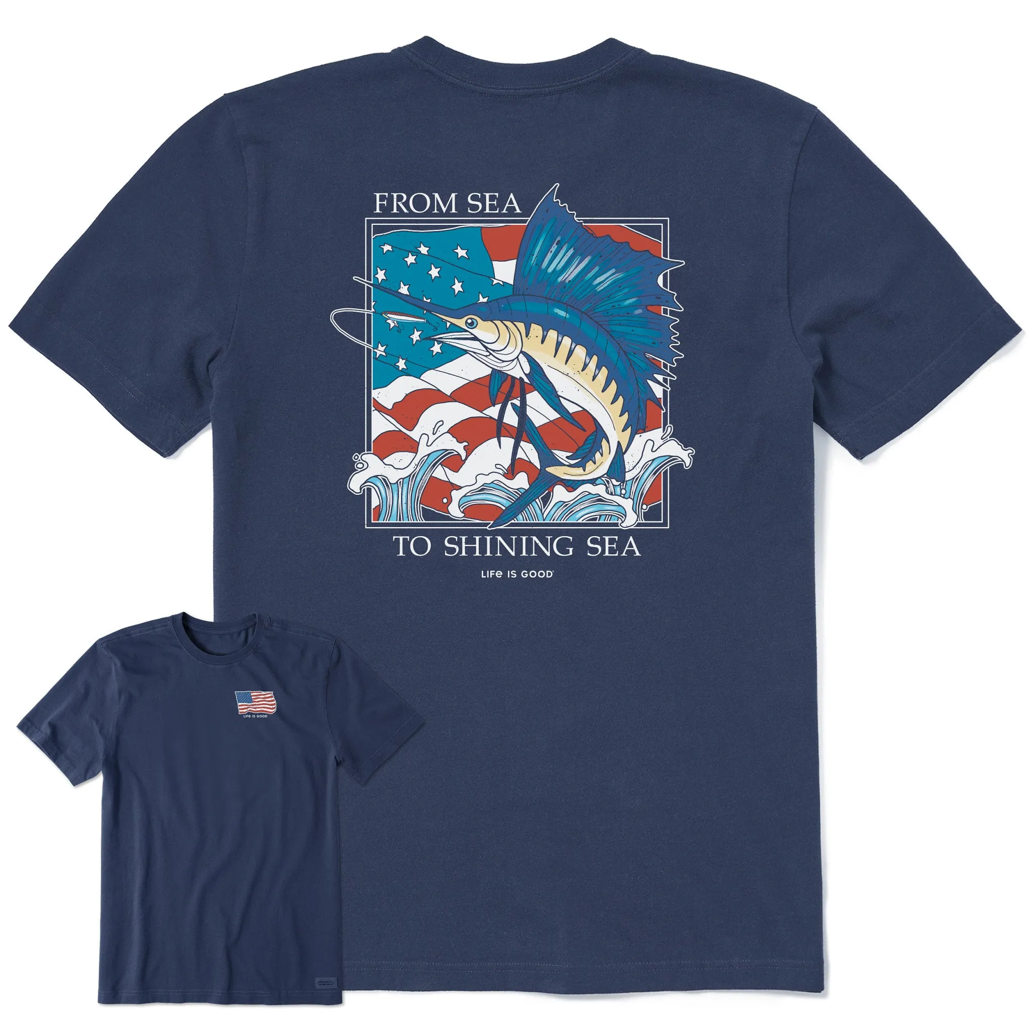 Men's Sailfish Sea To Shining Sea Short Sleeve Crusher Tee Life is Good