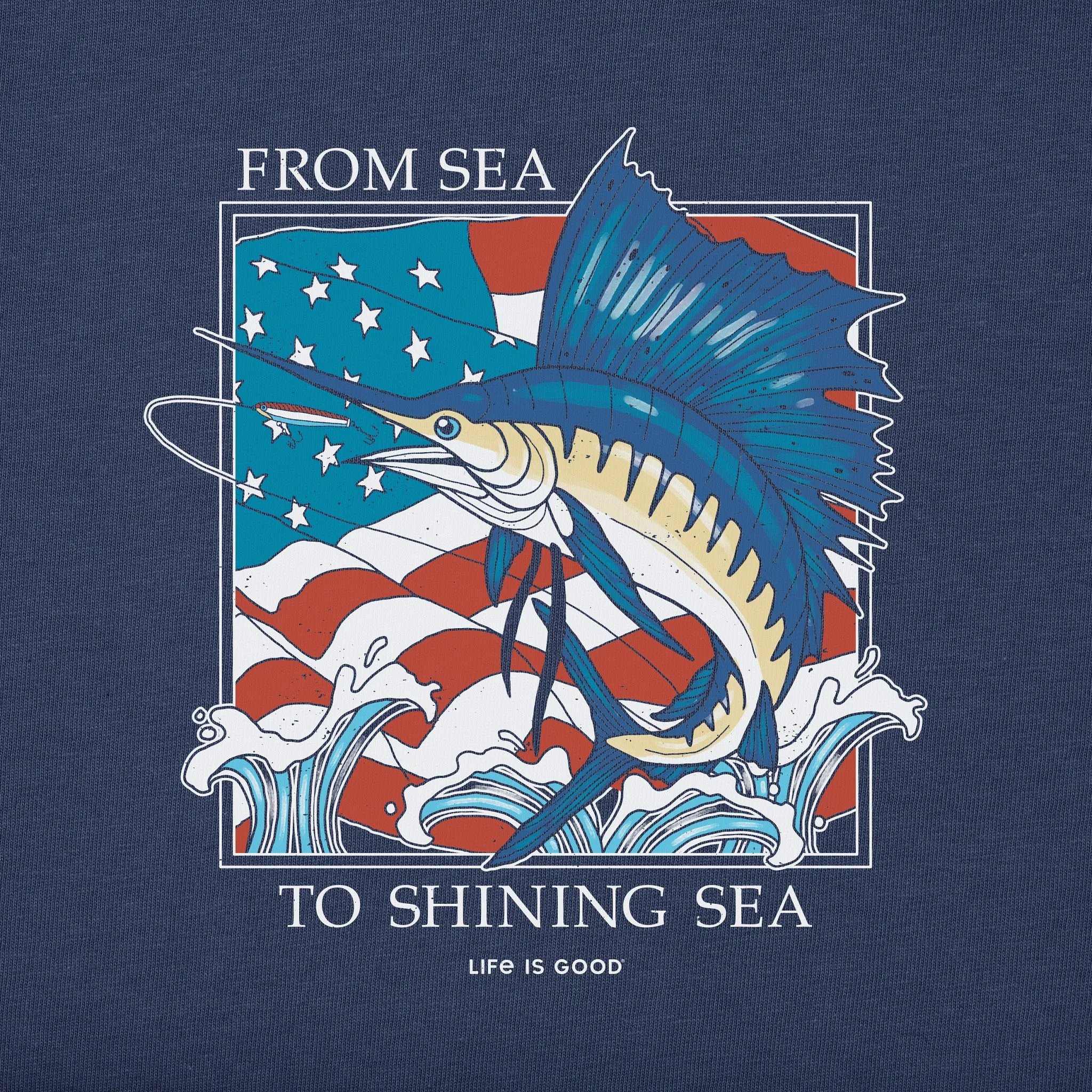 Men's Sailfish Sea To Shining Sea Short Sleeve Crusher Tee Life is Good