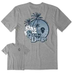 Men's San Diego Hibiscus Palms Short Sleeve Crusher Tee Life is Good
