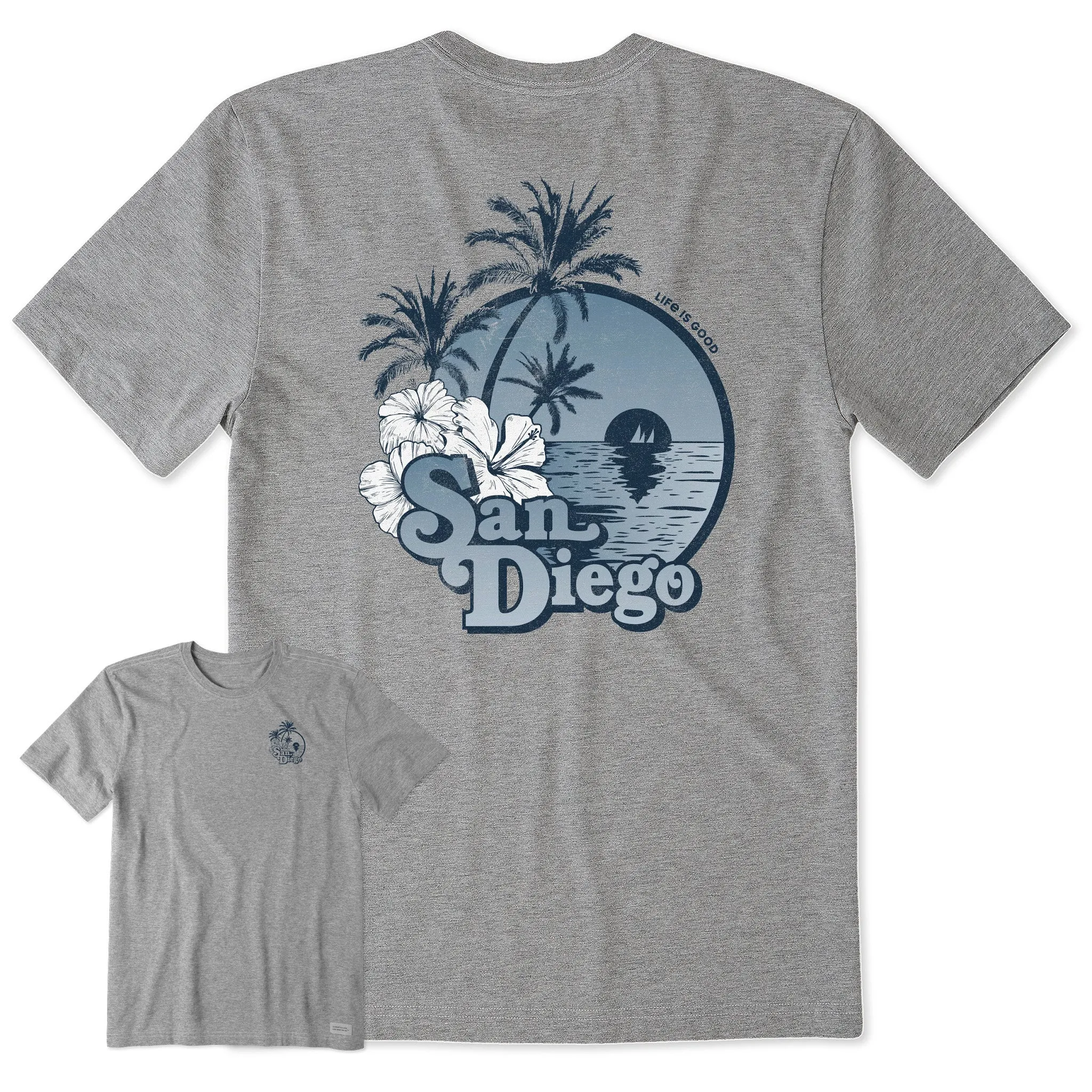 Men's San Diego Hibiscus Palms Short Sleeve Crusher Tee Life is Good