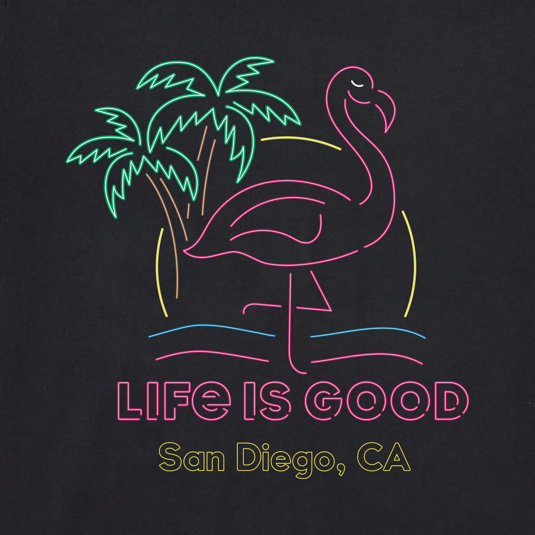 Men's San Diego Neon Flamingo Short Sleeve Crusher-LITE Tee Life is Good