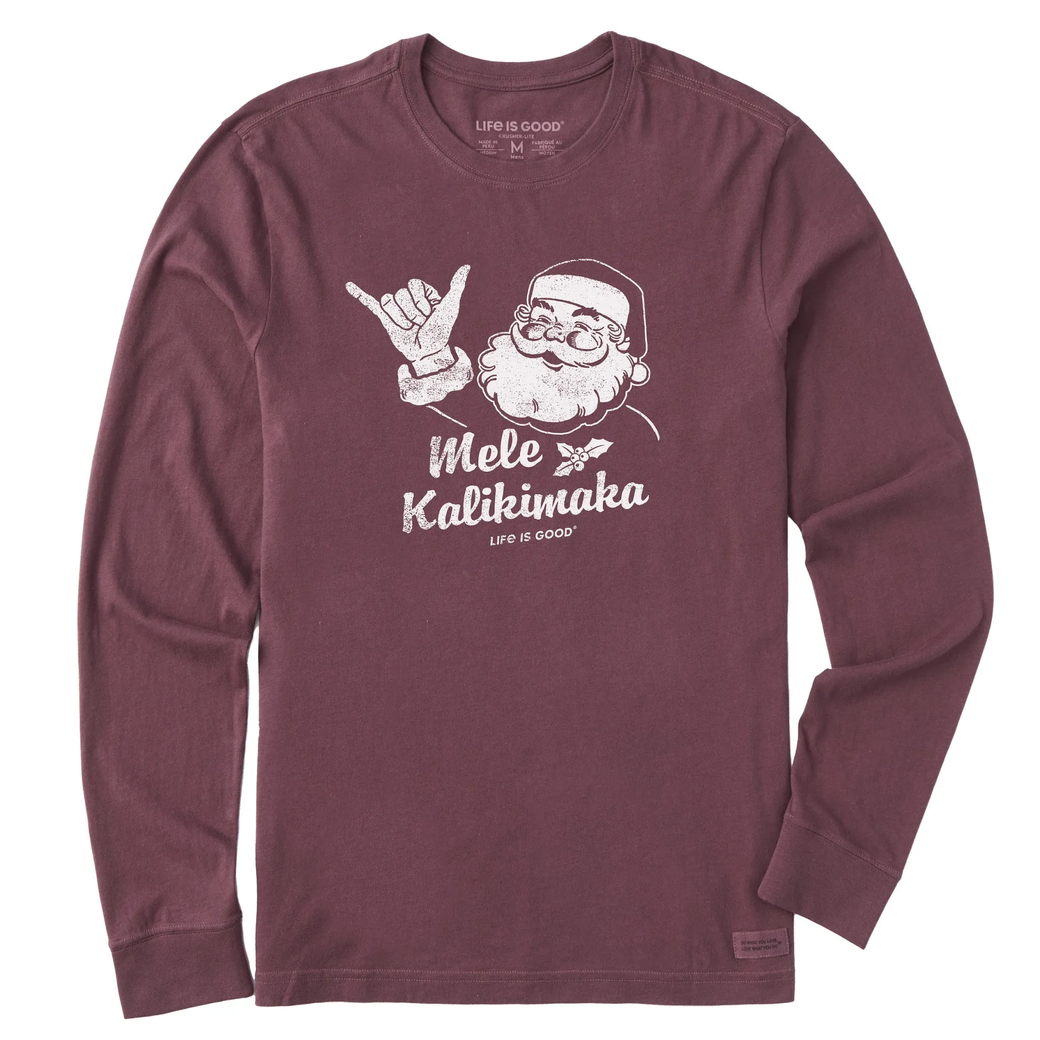 Men's Santa Mele Kalikimaka Long Sleeve Crusher Tee Life is Good