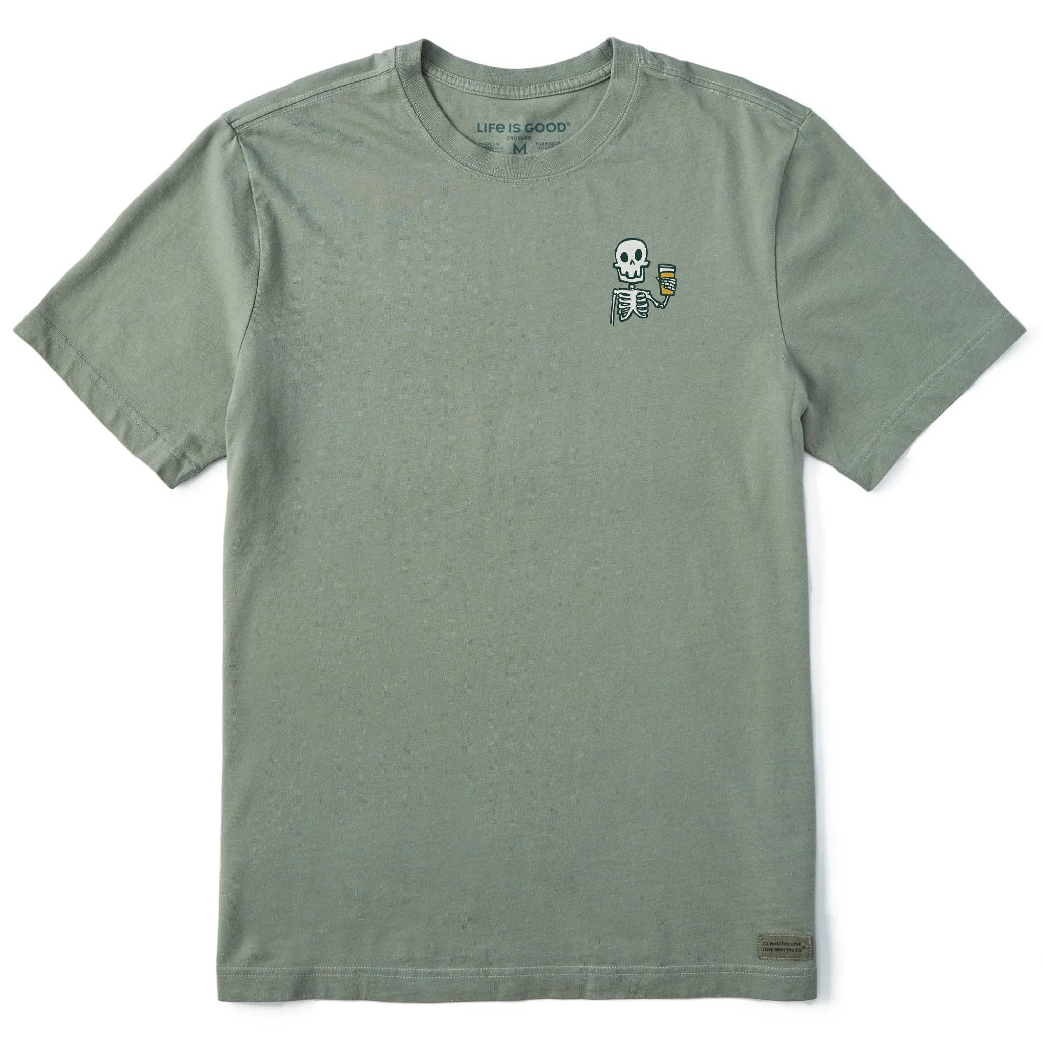 Men's Skeleton w Beer Short Sleeve Crusher Tee Life is Good