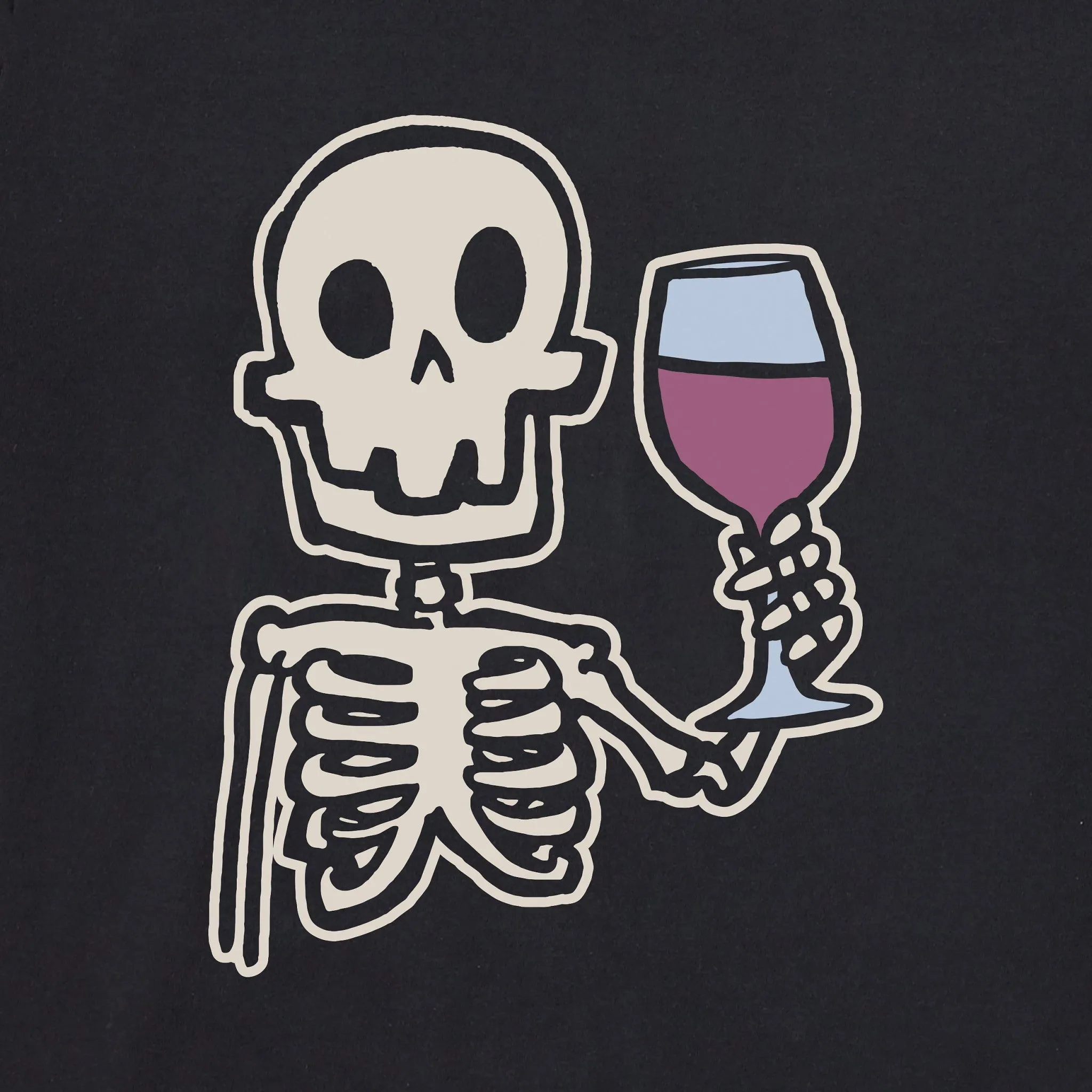 Men's Skeleton with Wine Short Sleeve Crusher Tee Life is Good