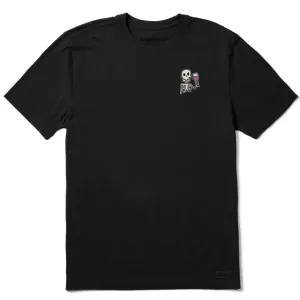 Men's Skeleton with Wine Short Sleeve Crusher Tee Life is Good