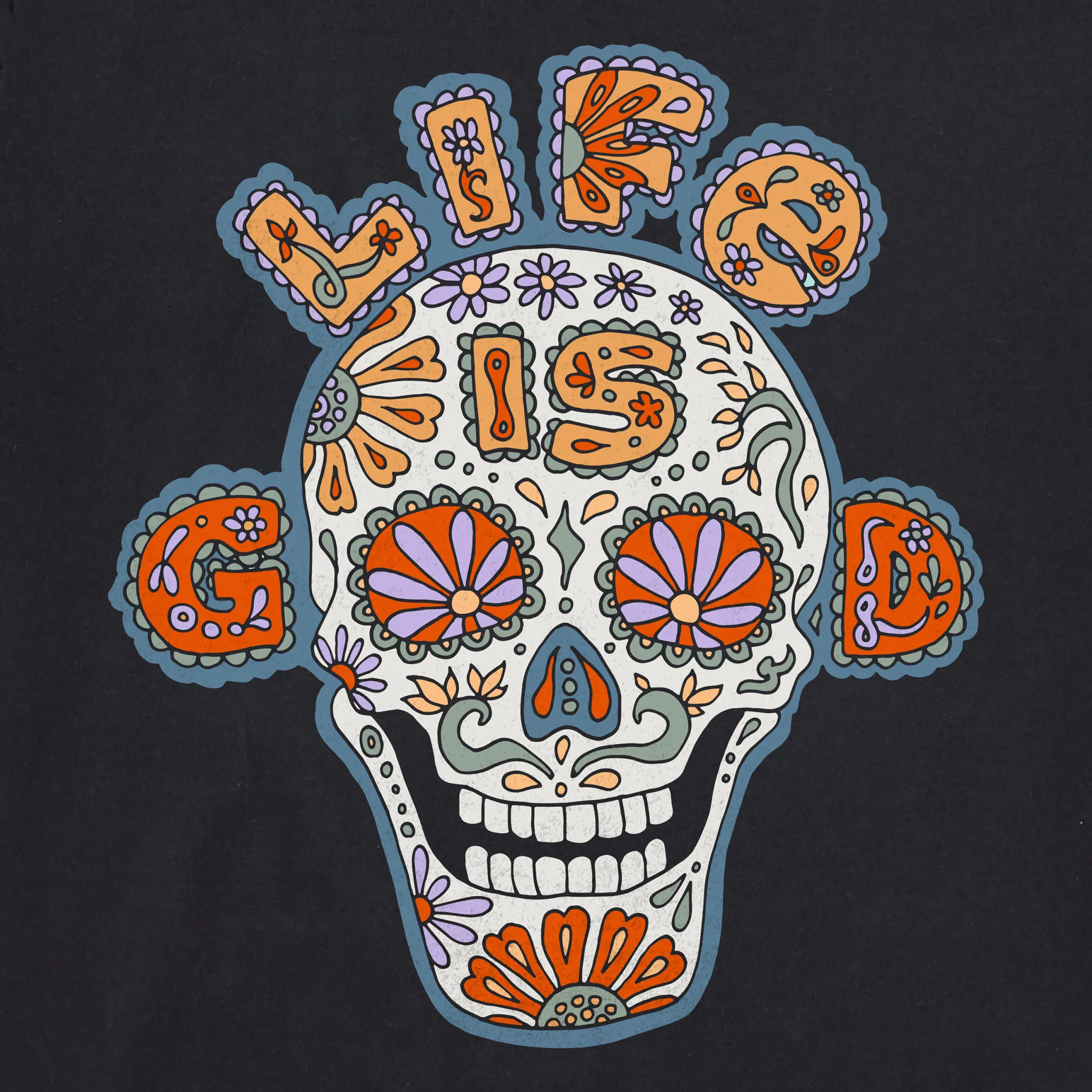 Men's Skull Long Sleeve Crusher Tee Life is Good