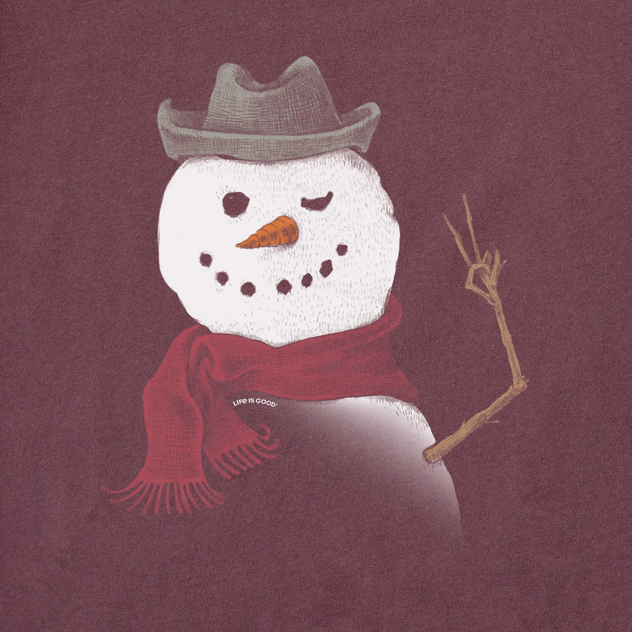Men's Snowman Peace Sign Long Sleeve Crusher Tee Life is Good