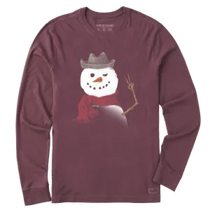 Men's Snowman Peace Sign Long Sleeve Crusher Tee Life is Good